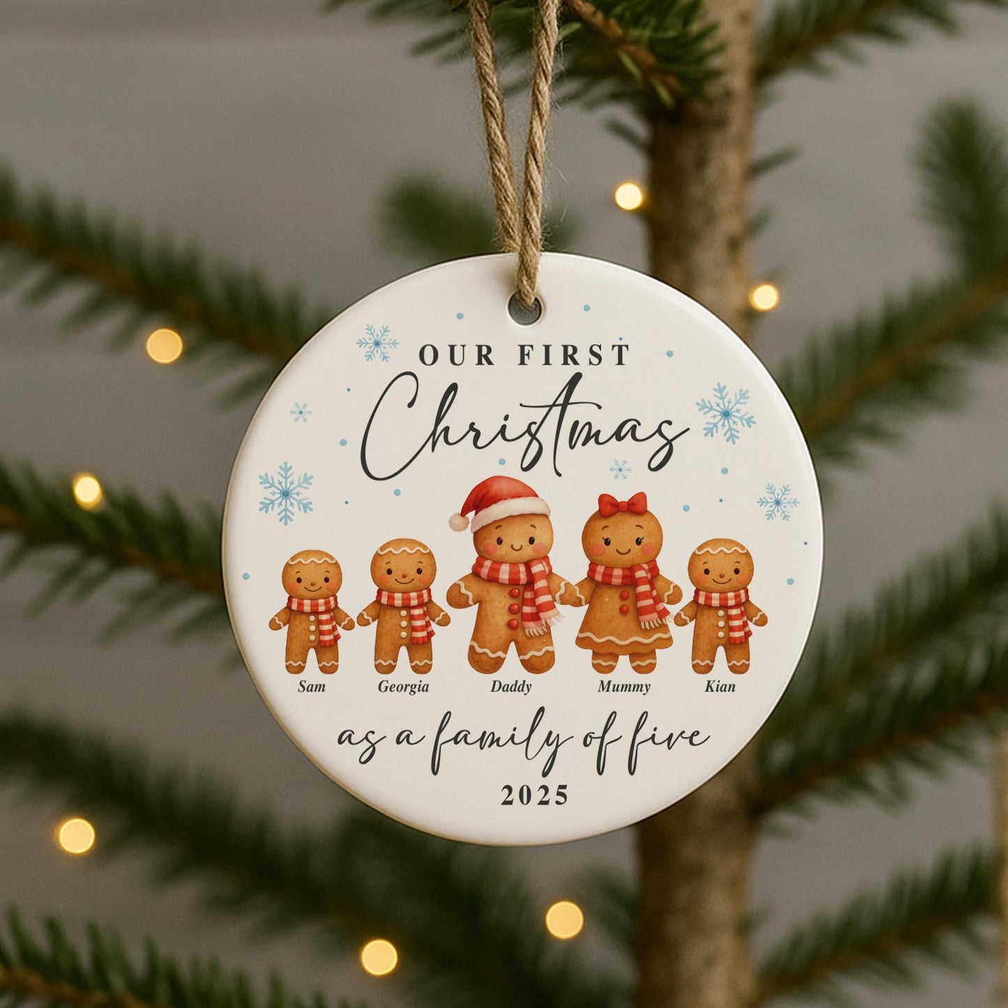 Personalised Gingerbread Family Christmas Ornament | Custom First Christmas Bauble | Names & Year