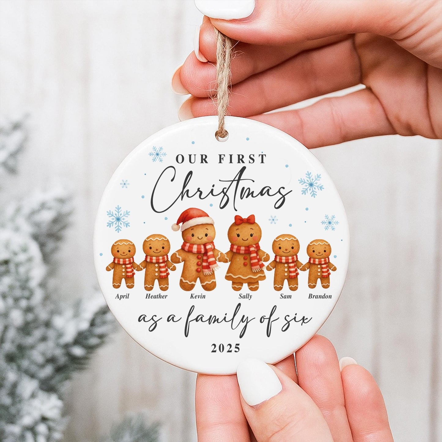 Personalised Gingerbread Family Christmas Ornament | Custom First Christmas Bauble | Names & Year