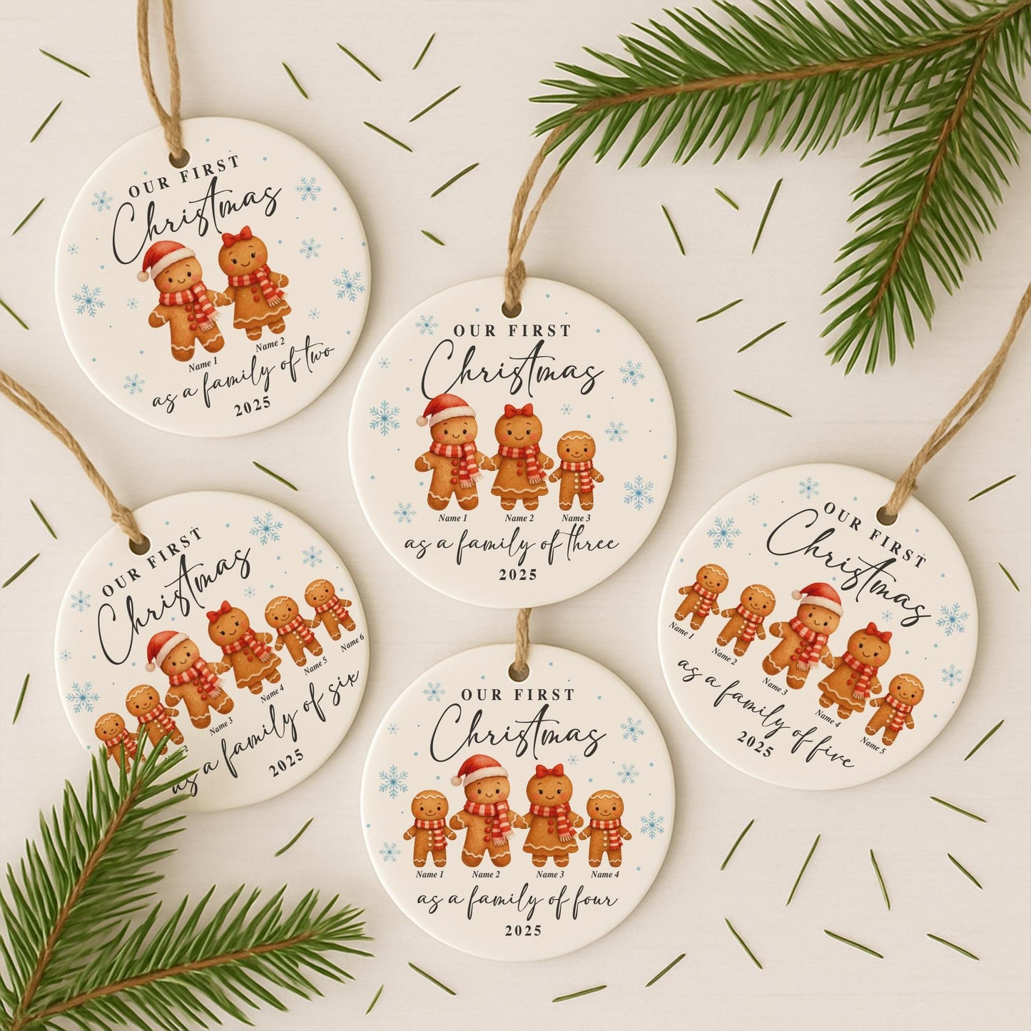 Personalised Gingerbread Family Christmas Ornament | Custom First Christmas Bauble | Names & Year