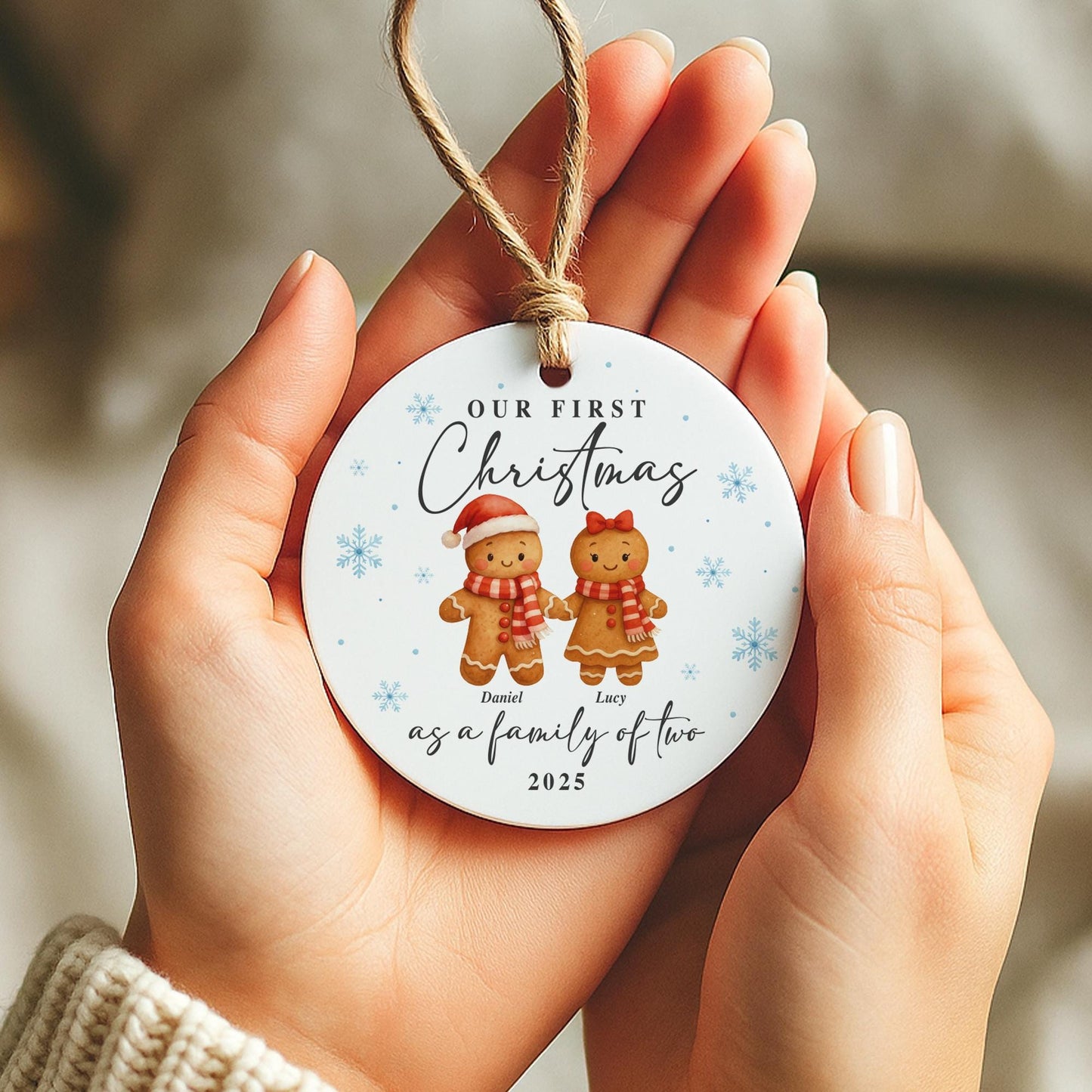 Personalised Gingerbread Family Christmas Ornament | Custom First Christmas Bauble | Names & Year