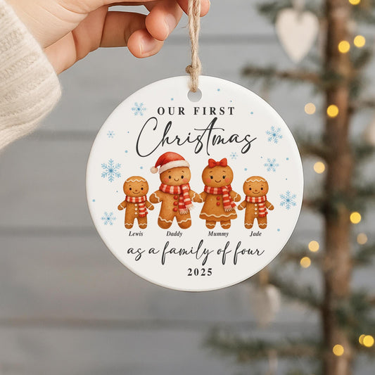 Personalised Gingerbread Family Christmas Ornament | Custom First Christmas Bauble | Names & Year