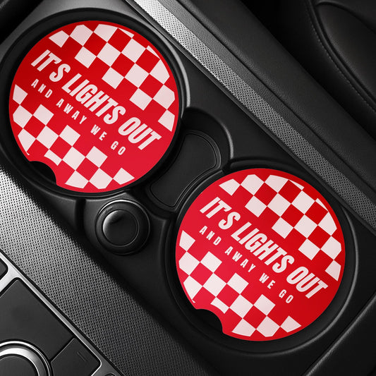 F1 Car Coasters Set | Lights Out & Away We Go | Formula 1 Gift Cup Holder Inserts