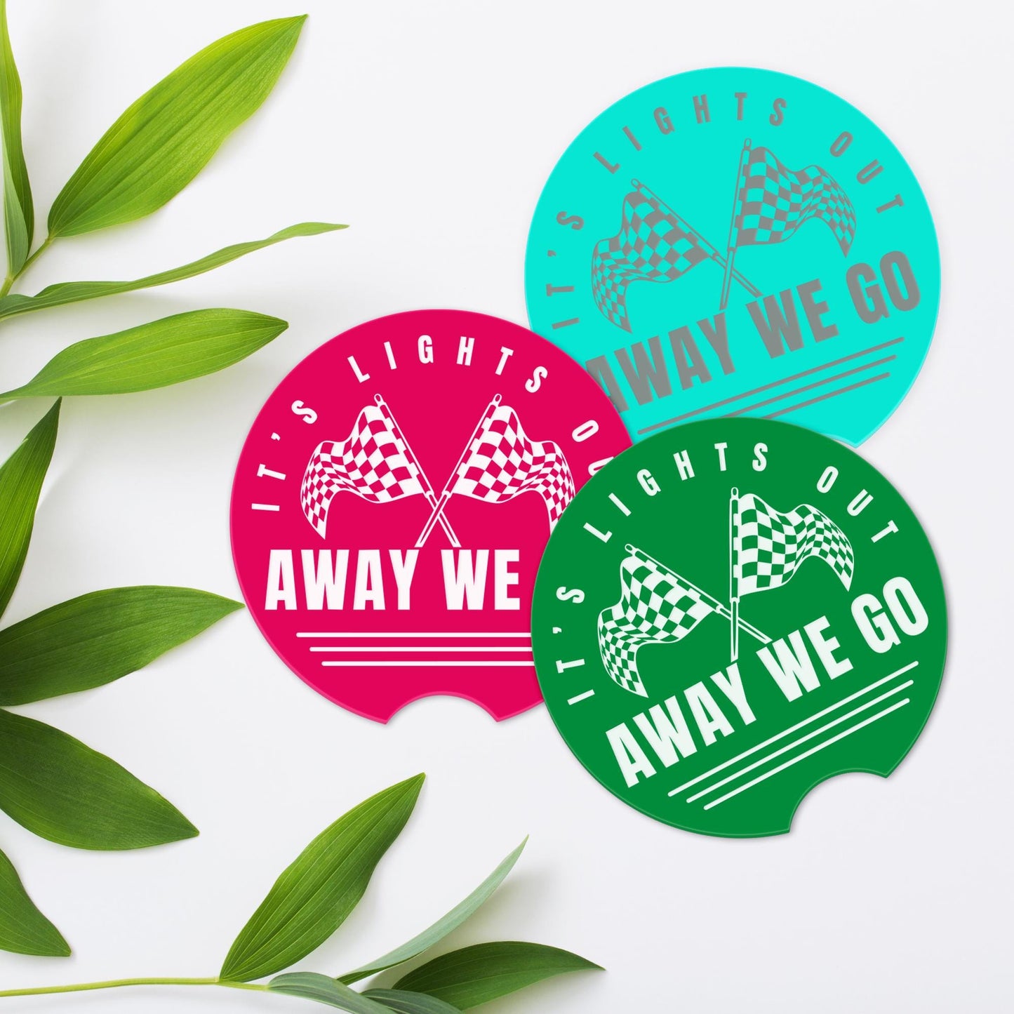 F1 Themed Car Cup Holder Coasters | Lights Out & Away We Go | Formula 1 Gift