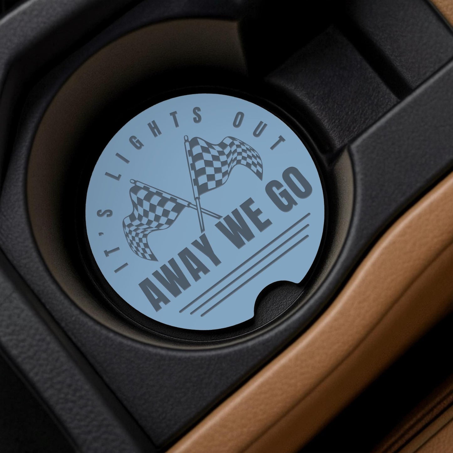 F1 Themed Car Cup Holder Coasters | Lights Out & Away We Go | Formula 1 Gift