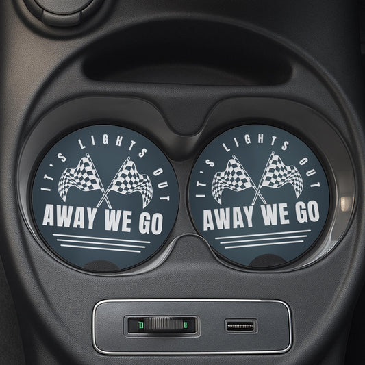 F1 Themed Car Cup Holder Coasters | Lights Out & Away We Go | Formula 1 Gift