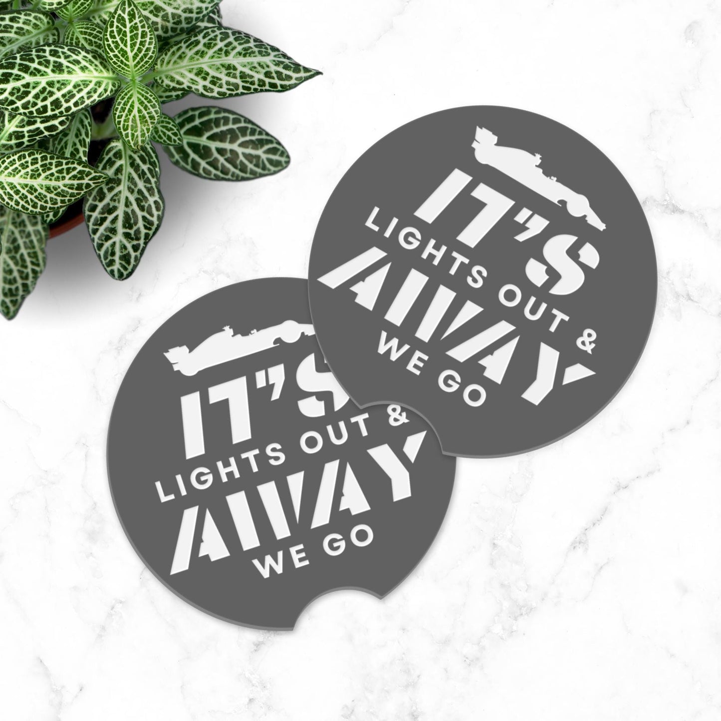 Formula 1 Themed Car Coaster Set | Lights Out Cup Holder Inserts | F1 Lover Gift