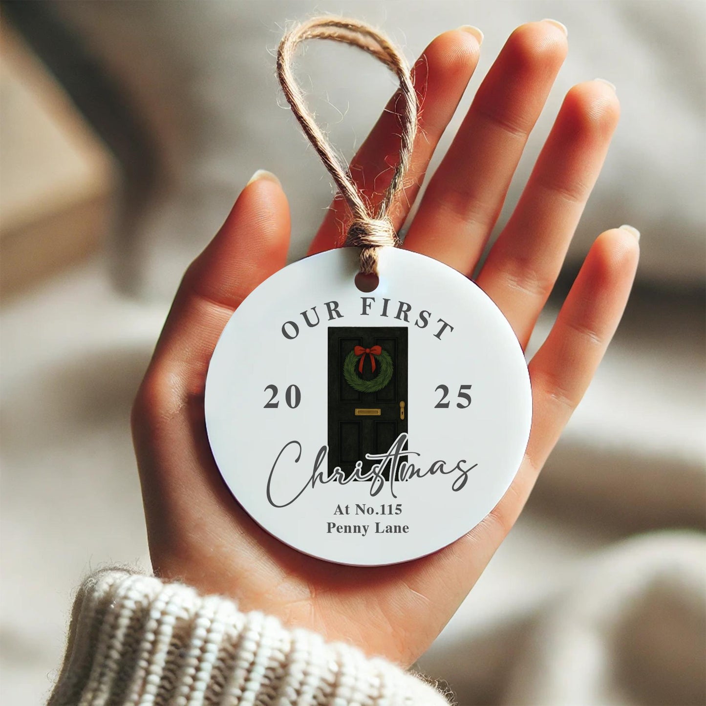 Personalised First Christmas New Home Ornament | Custom Address and Year Bauble | Moving House Gift