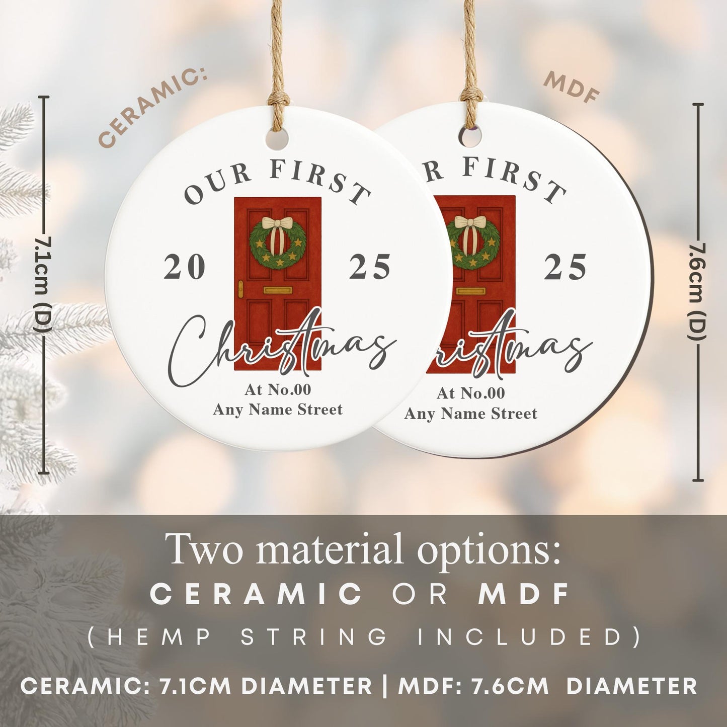 Personalised First Christmas New Home Ornament | Custom Address and Year Bauble | Moving House Gift