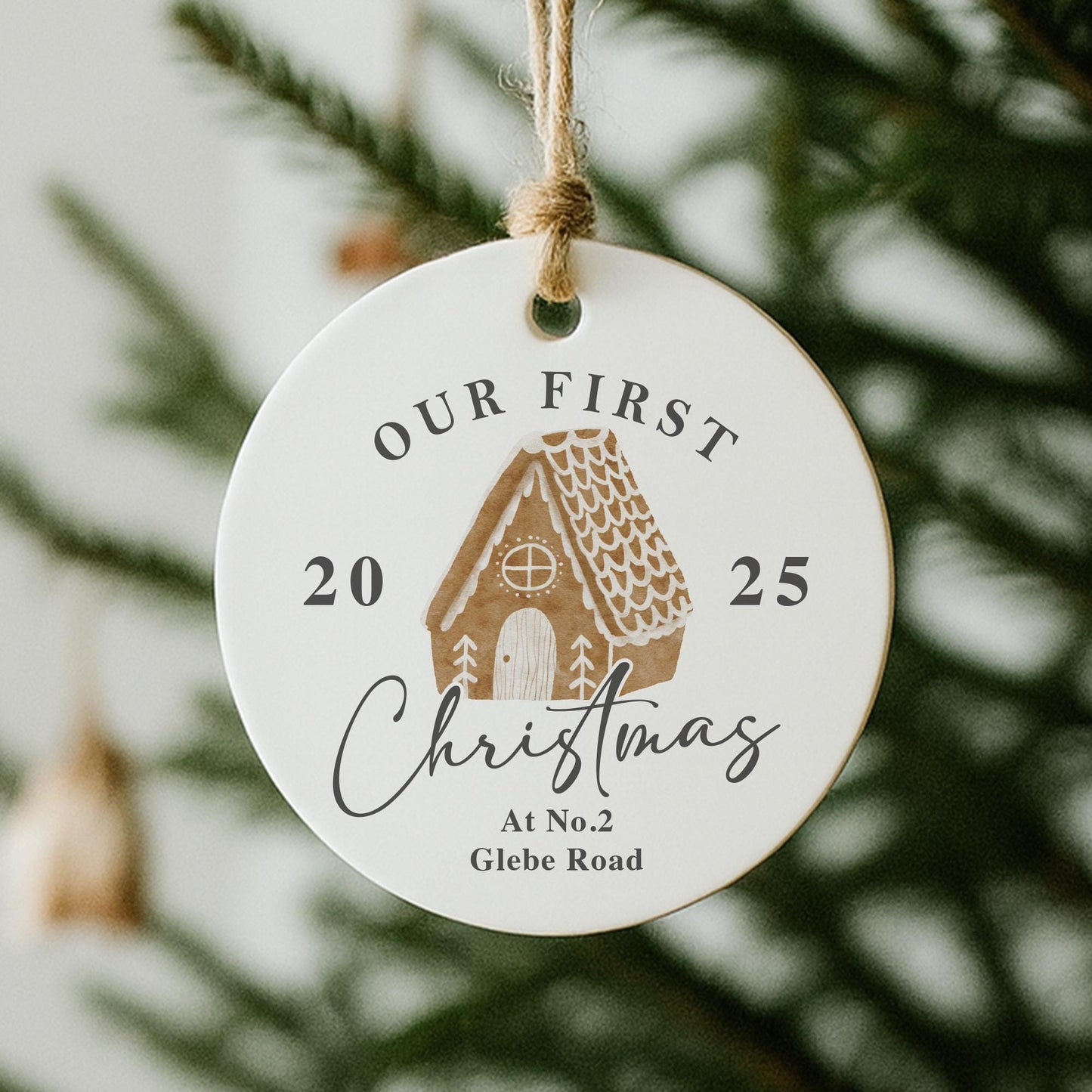 Personalised First Christmas New Home Bauble | Custom Address & Year Gingerbread House Ornament | Moving Gift