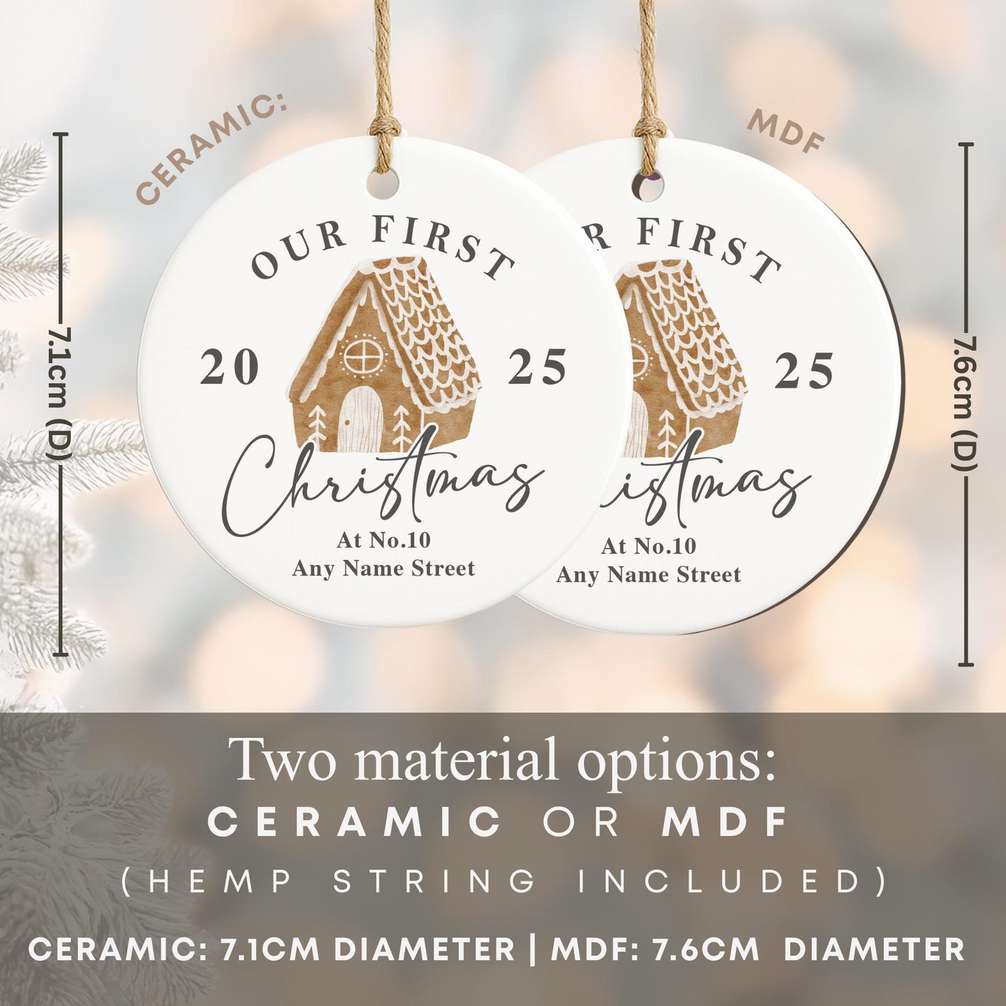 Personalised First Christmas New Home Bauble | Custom Address & Year Gingerbread House Ornament | Moving Gift