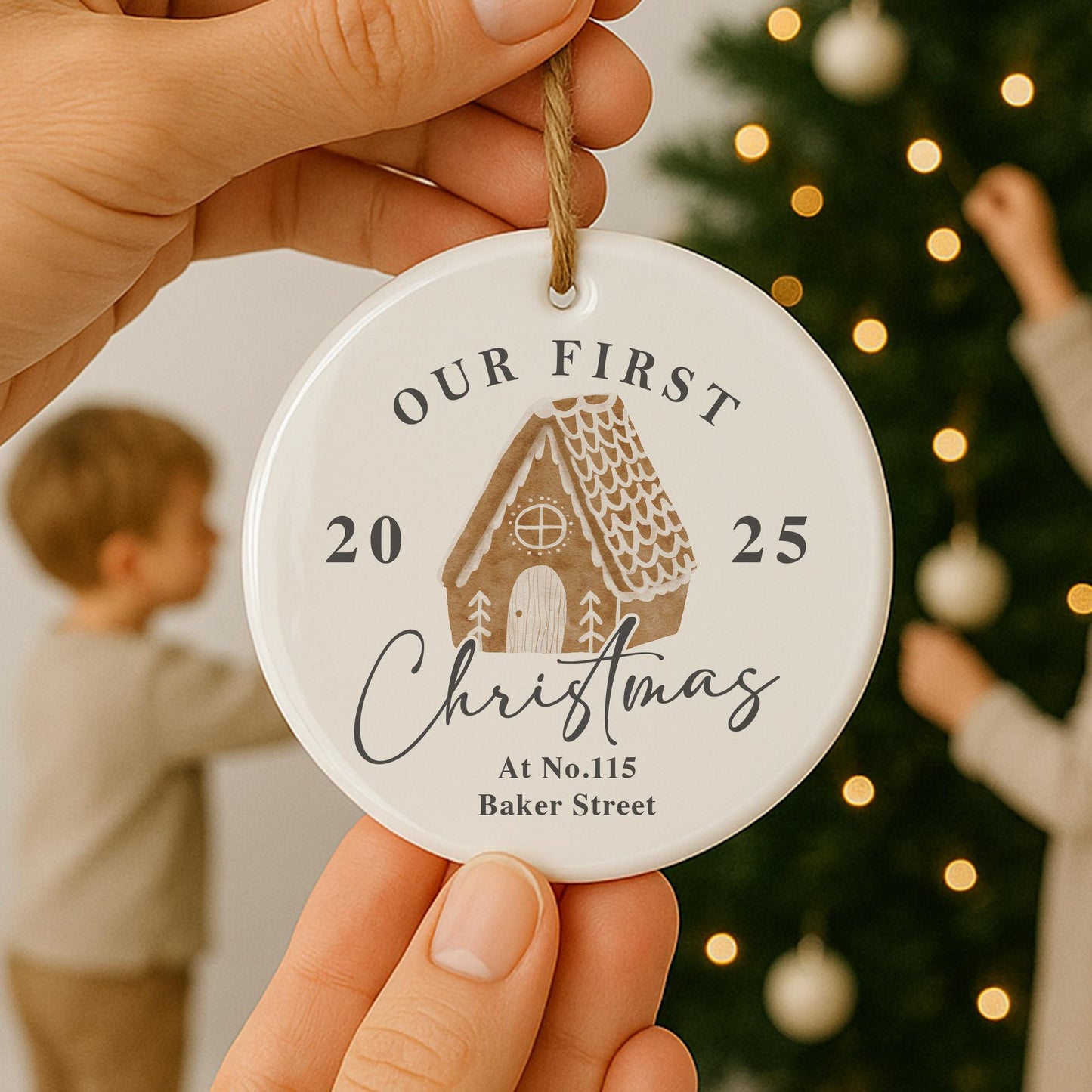 Personalised First Christmas New Home Bauble | Custom Address & Year Gingerbread House Ornament | Moving Gift