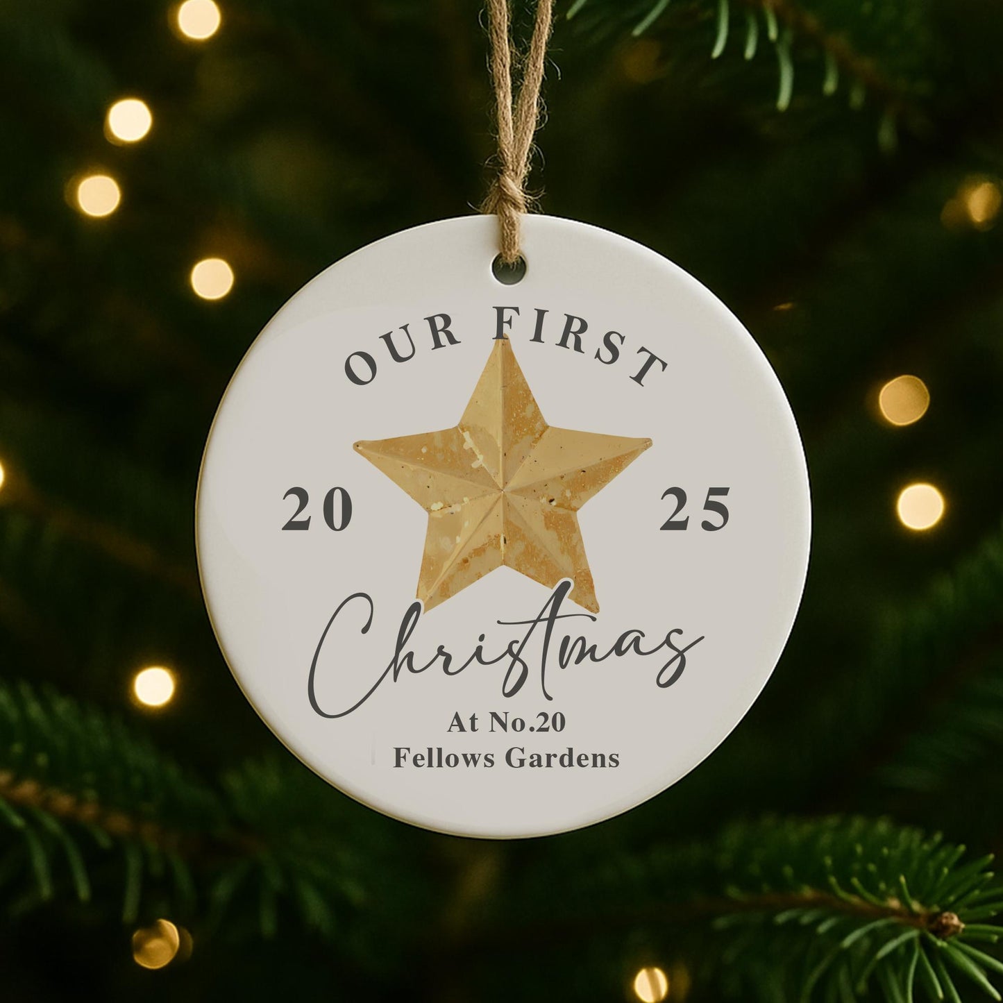 Personalised First Christmas New Home Bauble | Custom Address & Year Star Ornament | Moving House Gift
