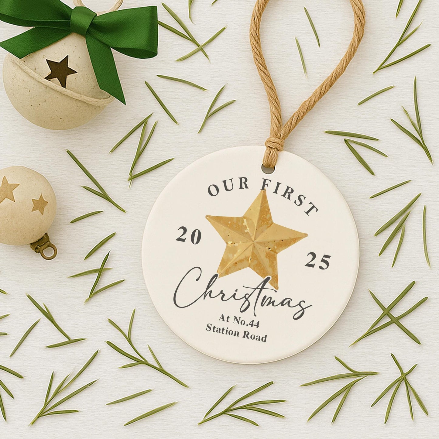 Personalised First Christmas New Home Bauble | Custom Address & Year Star Ornament | Moving House Gift