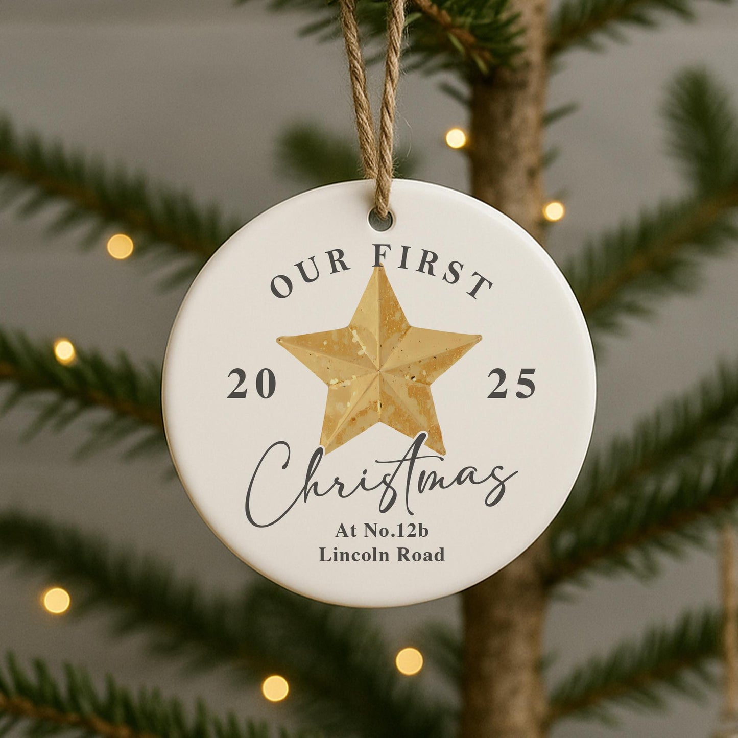 Personalised First Christmas New Home Bauble | Custom Address & Year Star Ornament | Moving House Gift