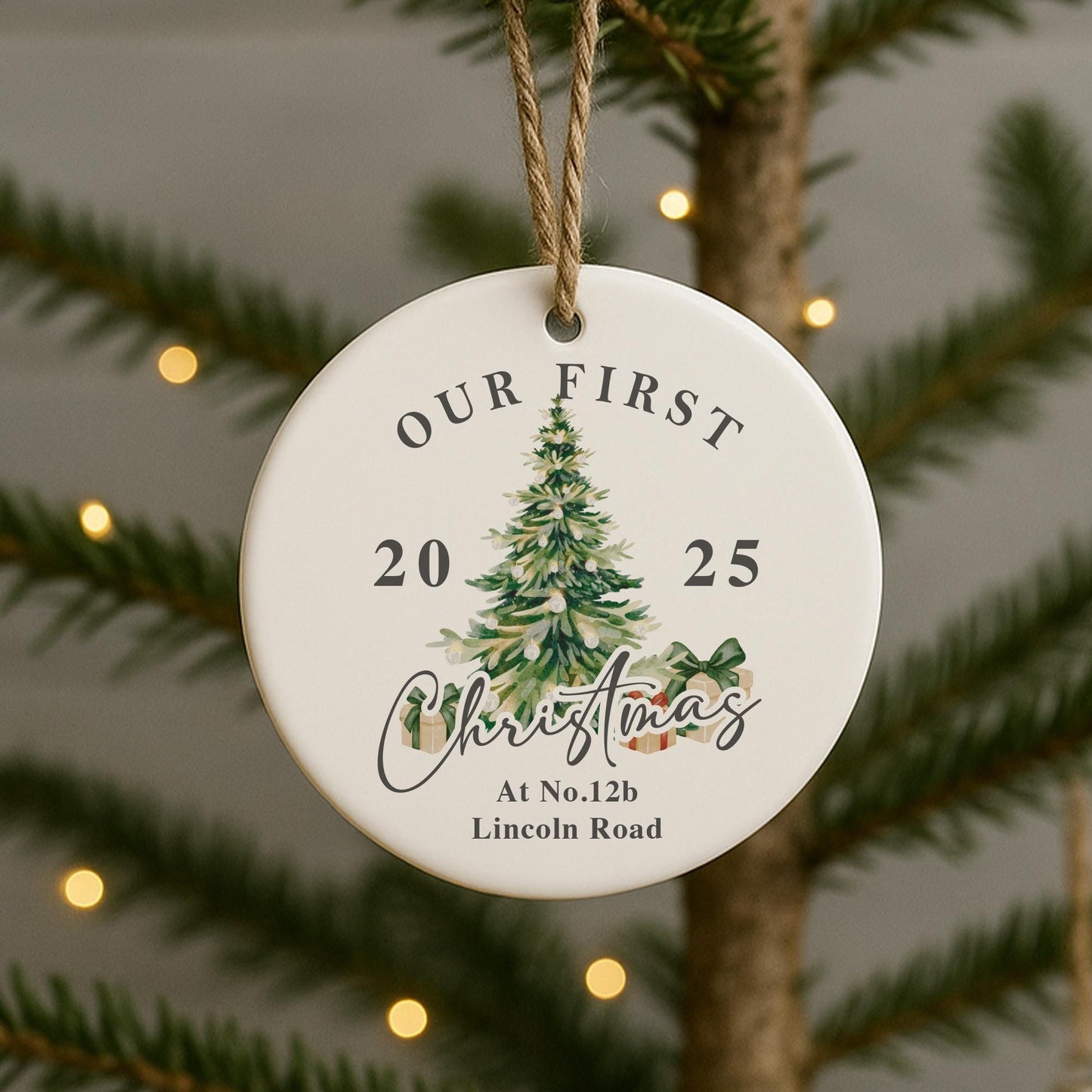 Personalised First Christmas New Home Bauble | Custom Address & Year Tree Ornament | Moving House Gift