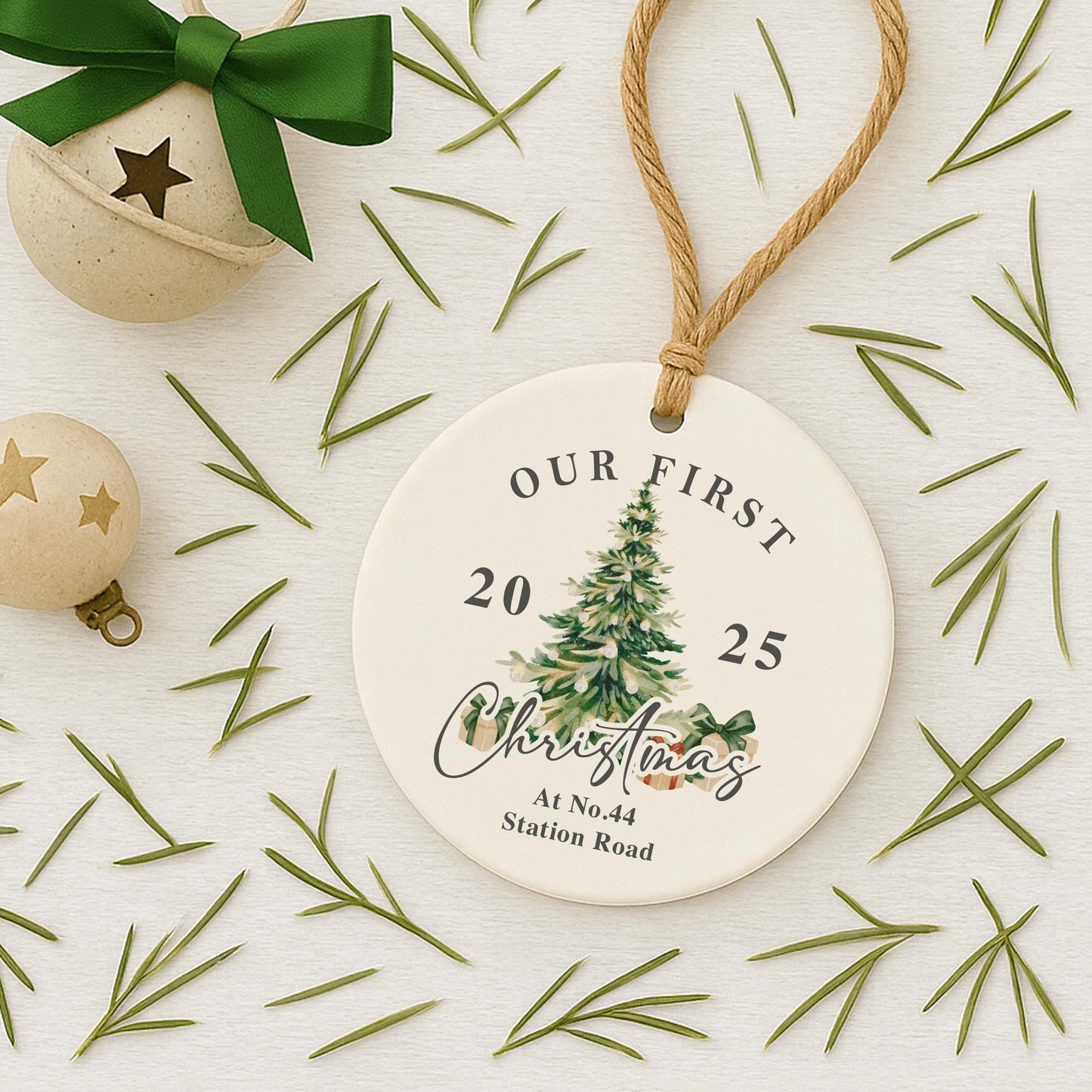 Personalised First Christmas New Home Bauble | Custom Address & Year Tree Ornament | Moving House Gift