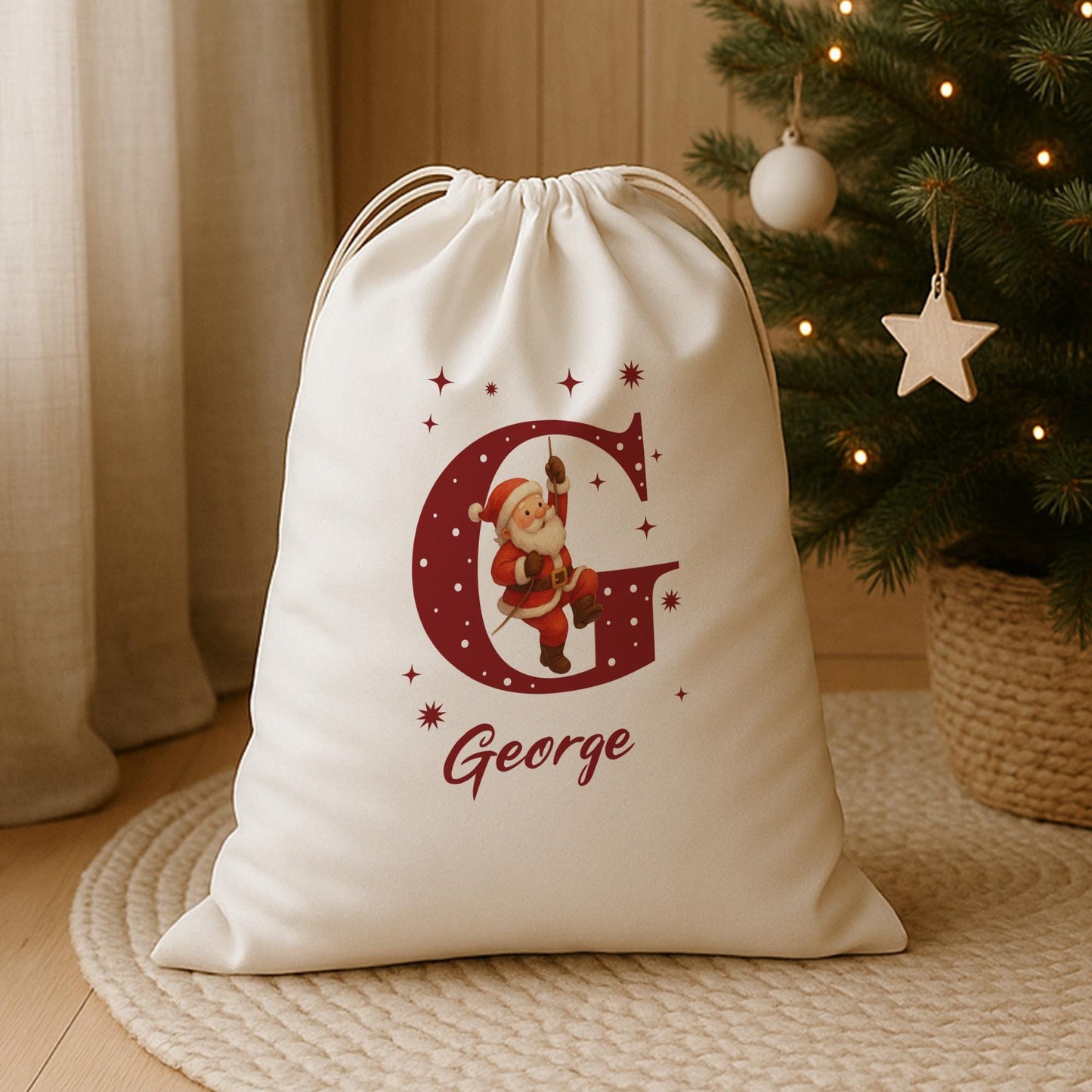 Personalised Santa Sack | Custom Initial Christmas Santa Gift Bag