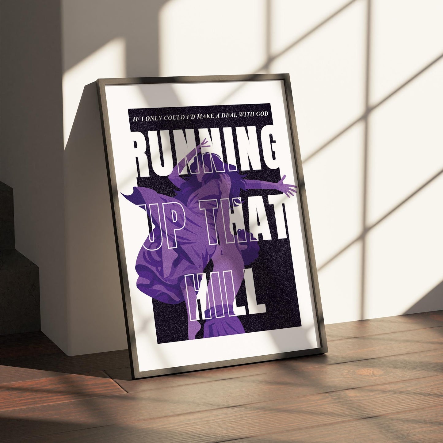 Lyric Inspired Print  Running Up That Hill Poster  Bold Purple Graphic Music Art Print