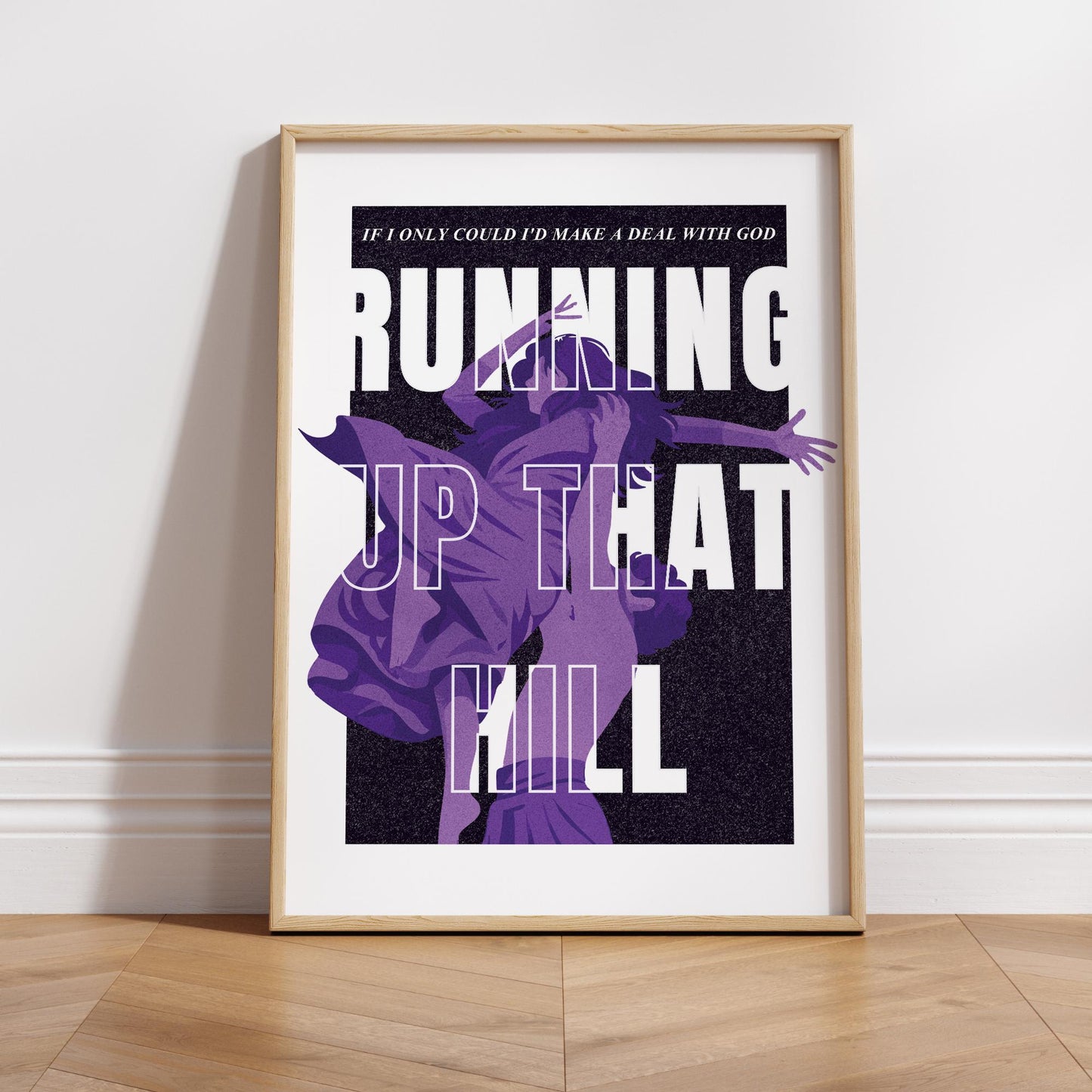 Lyric Inspired Print  Running Up That Hill Poster  Bold Purple Graphic Music Art Print
