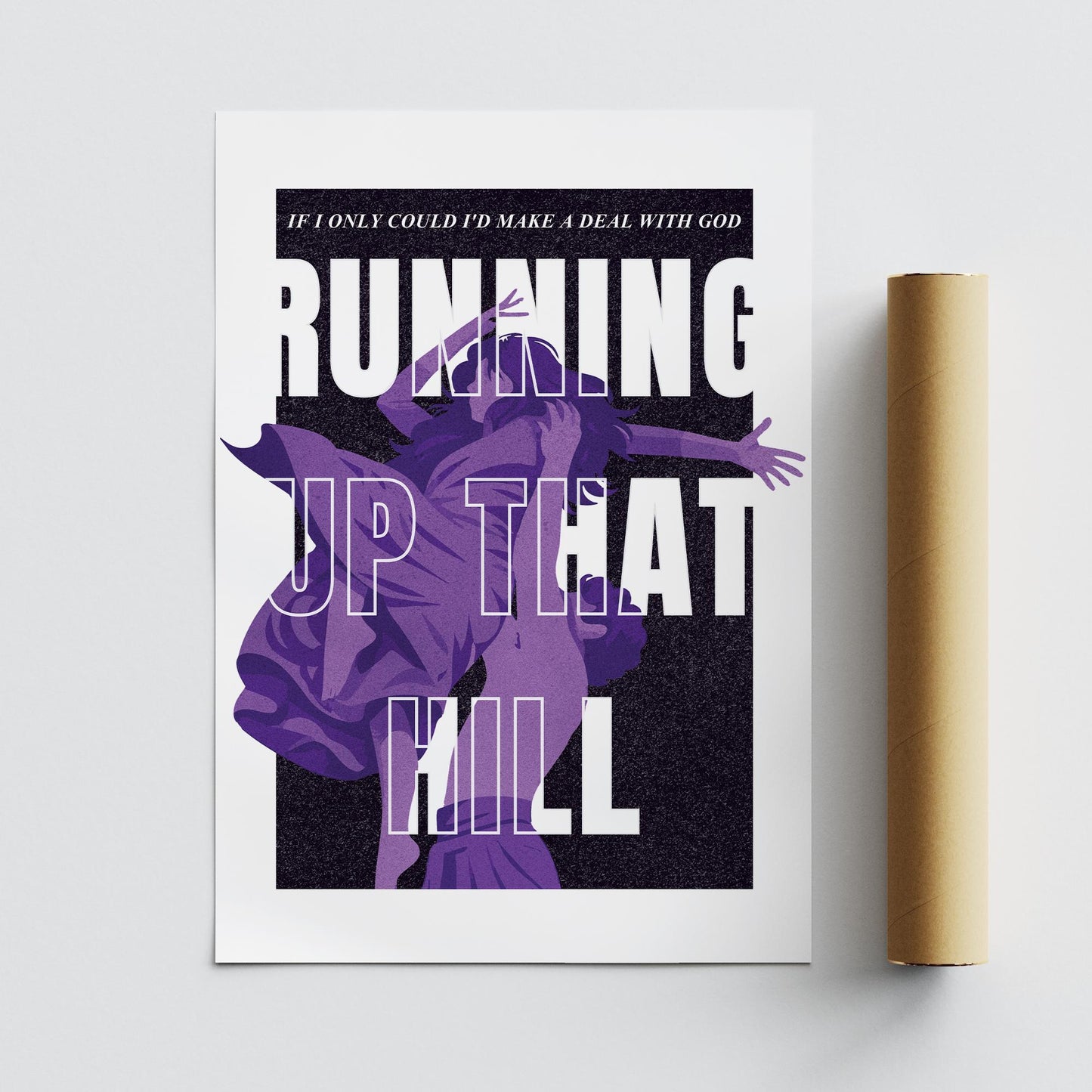 Lyric Inspired Print  Running Up That Hill Poster  Bold Purple Graphic Music Art Print