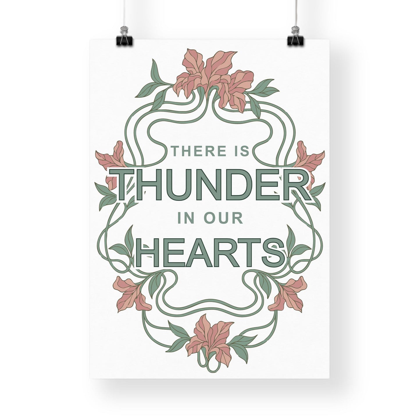Running Up That Hill Lyric Inspired Print  Art Nouveau Floral Music Wall Print