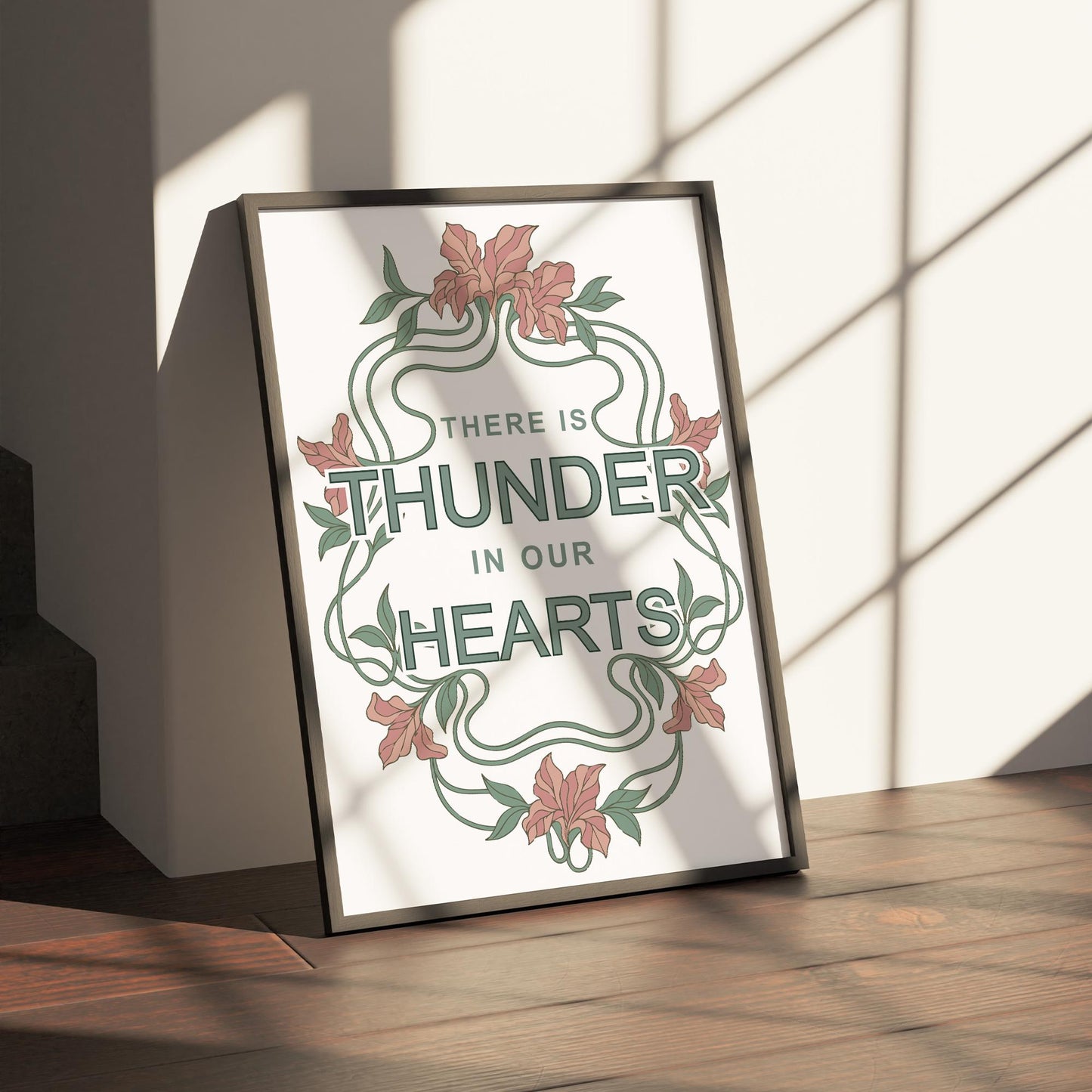 Running Up That Hill Lyric Inspired Print  Art Nouveau Floral Music Wall Print