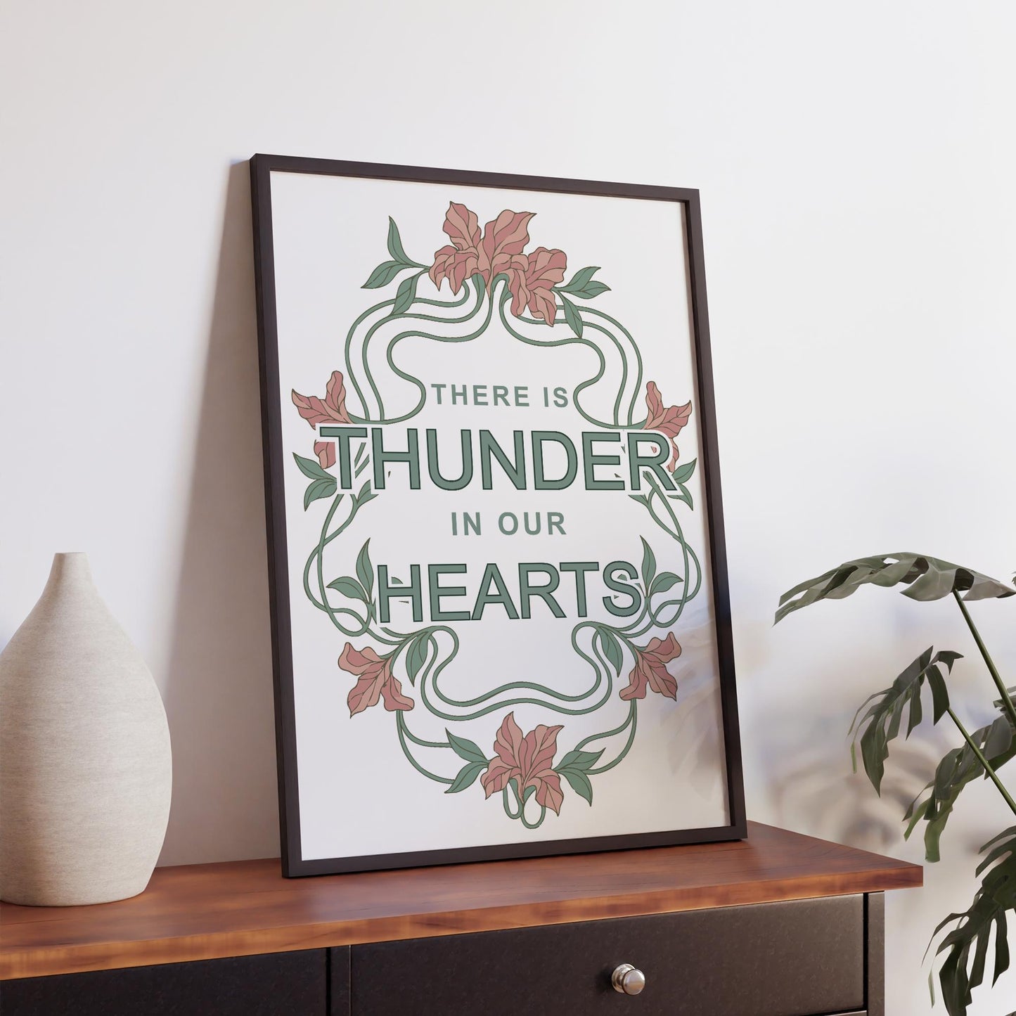 Running Up That Hill Lyric Inspired Print  Art Nouveau Floral Music Wall Print