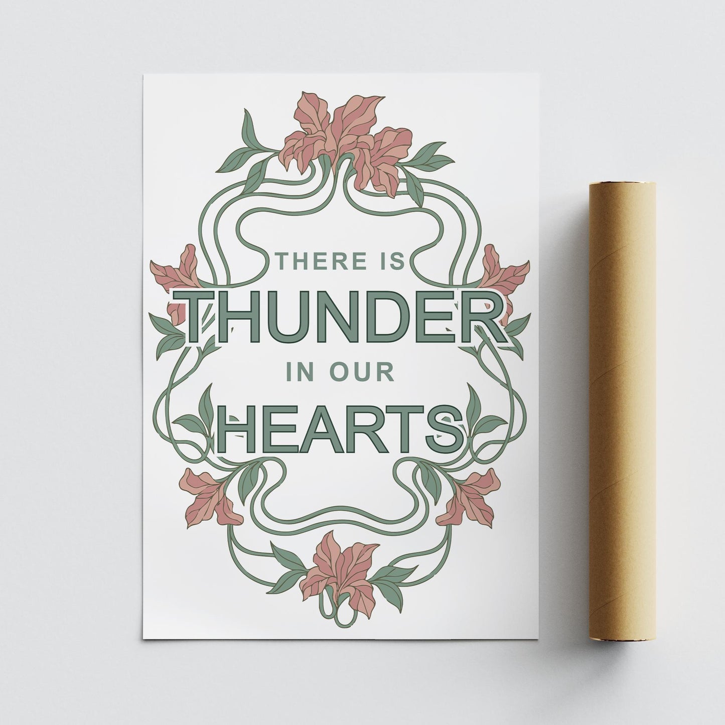 Running Up That Hill Lyric Inspired Print  Art Nouveau Floral Music Wall Print