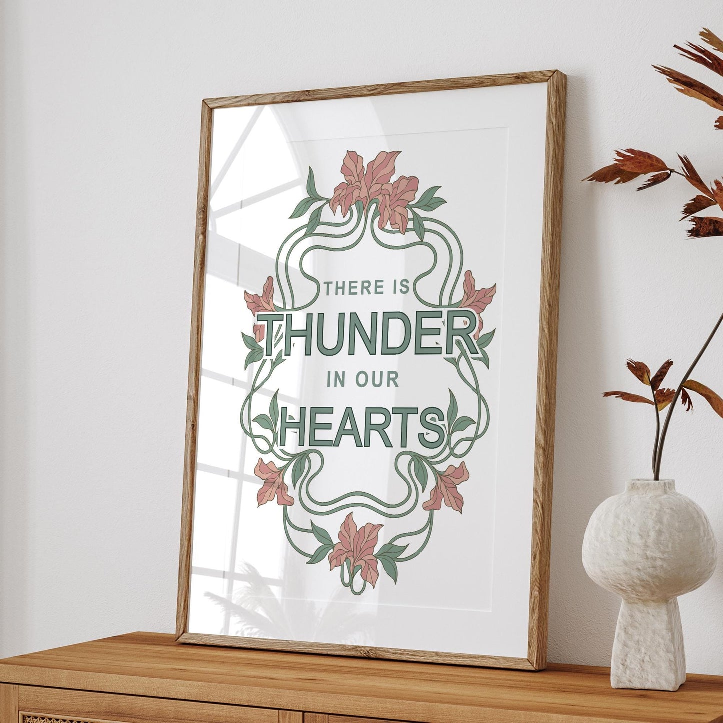 Running Up That Hill Lyric Inspired Print  Art Nouveau Floral Music Wall Print