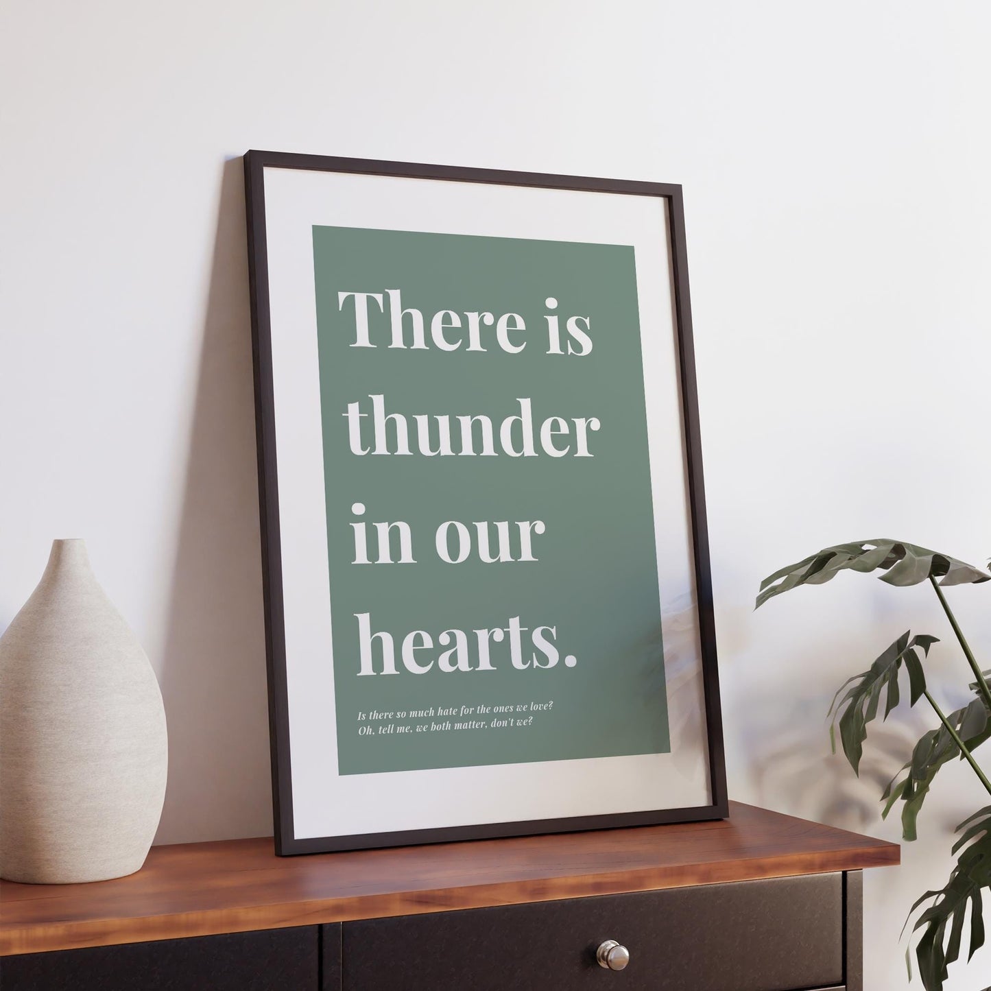 Running Up That Hill Lyric Inspired Print  Minimal Green Wall Art Music Quote Poster