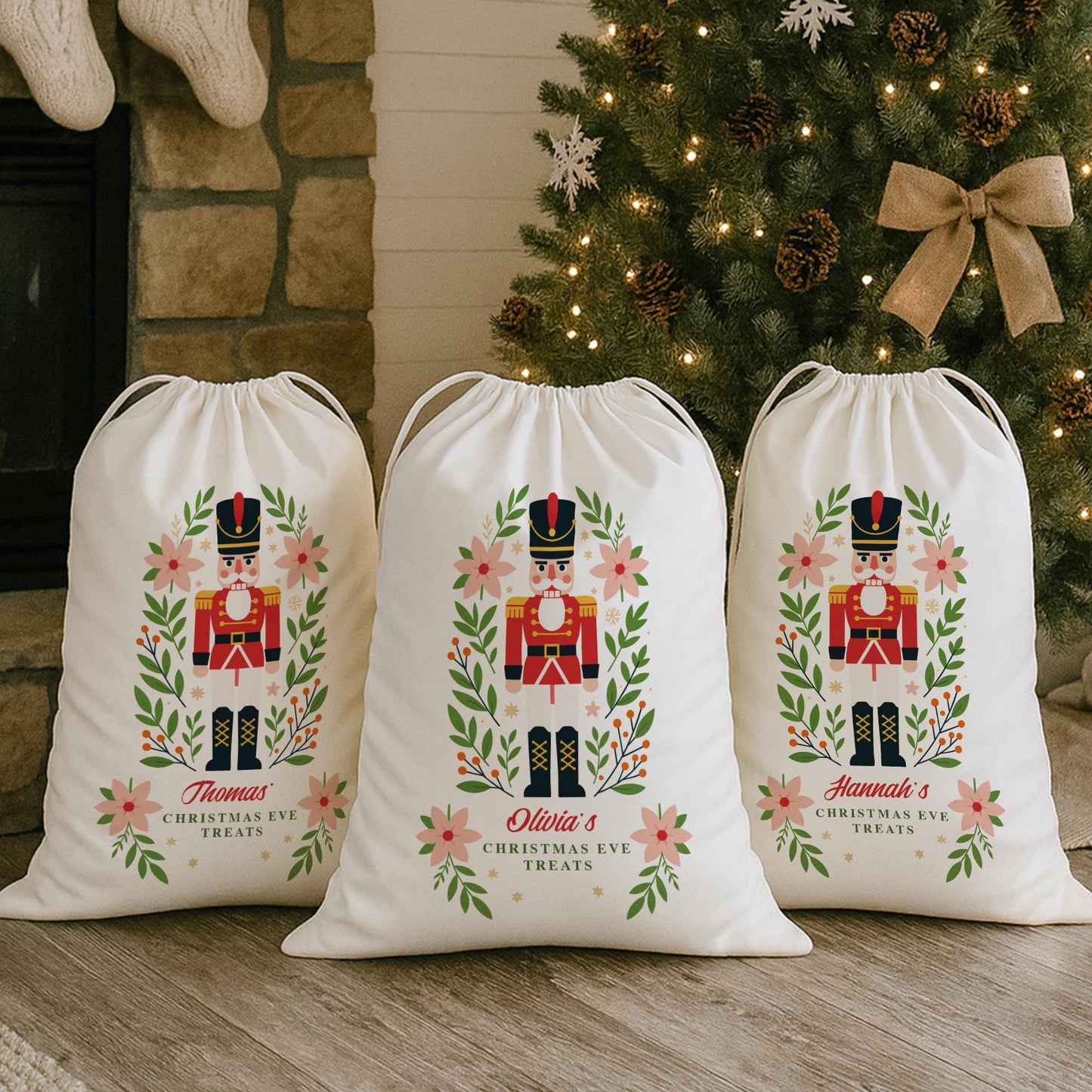 Personalised Christmas Eve Sack | Nutcracker Christmas Gift Bag with Custom Name