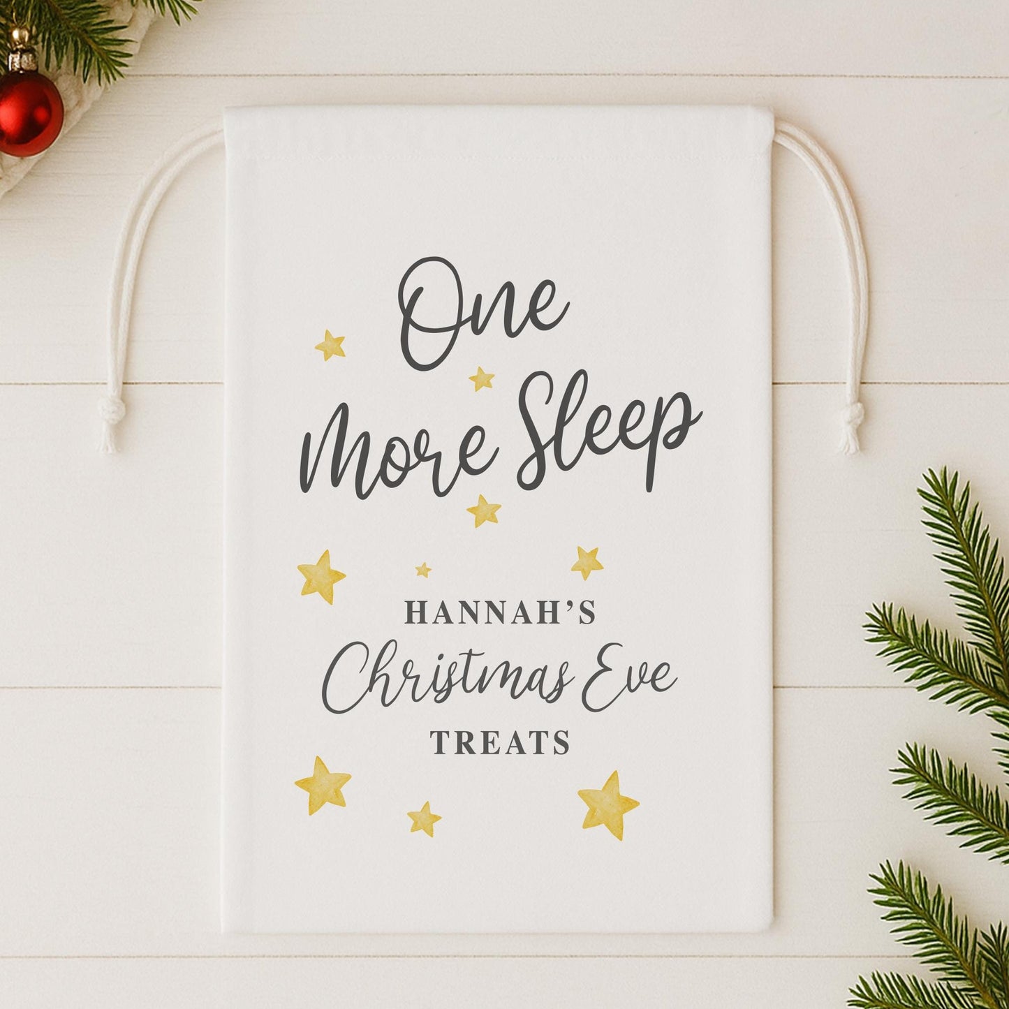 Personalised Christmas Eve Present Sack | Custom Name One More Sleep Gift Bag