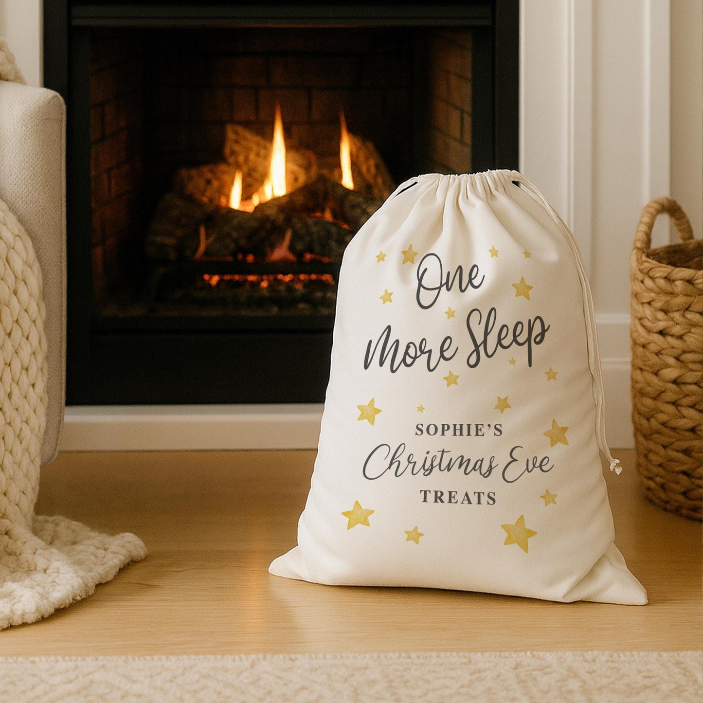 Personalised Christmas Eve Present Sack | Custom Name One More Sleep Gift Bag