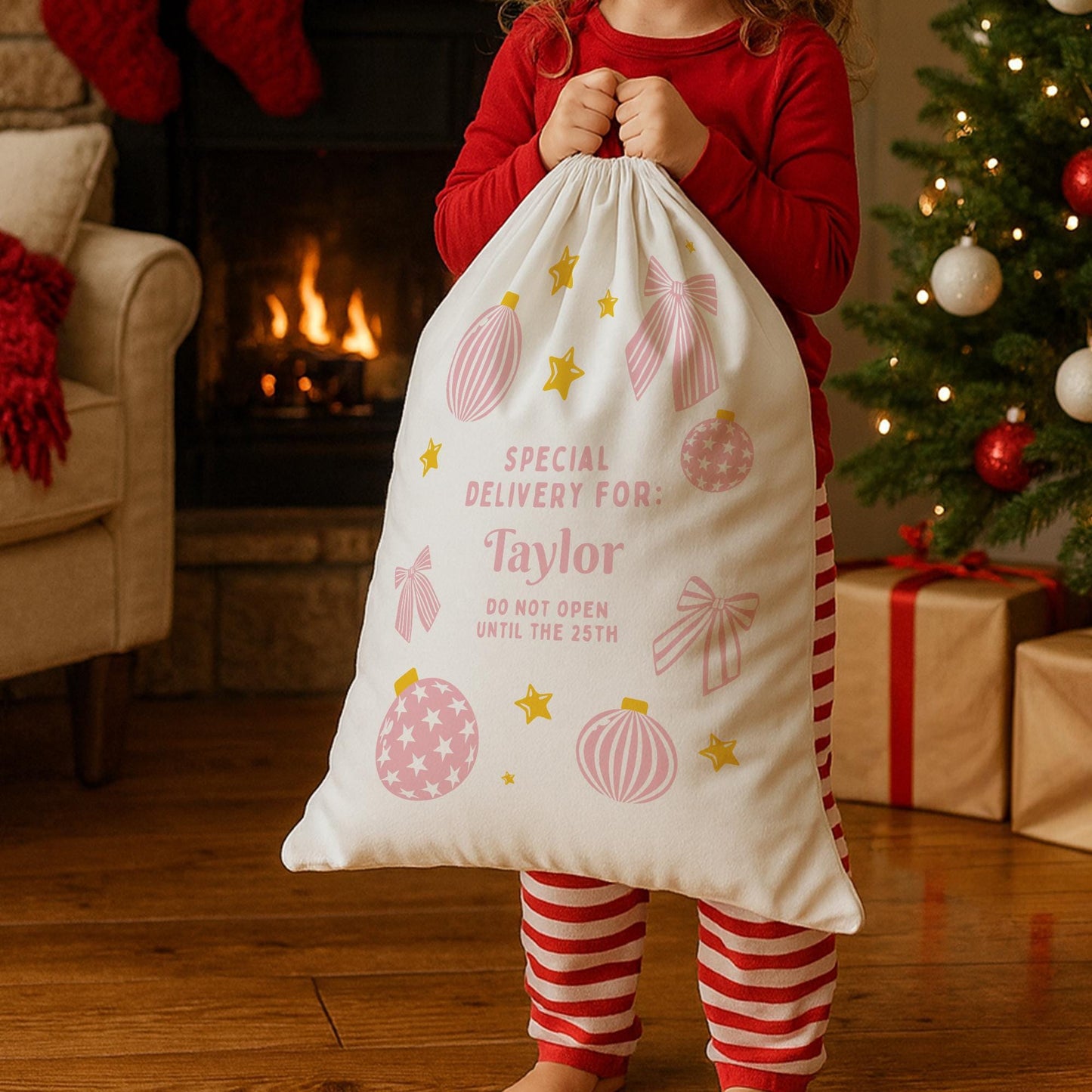 Personalised Christmas Santa Sack  Special Delivery Gift Bag for Girls