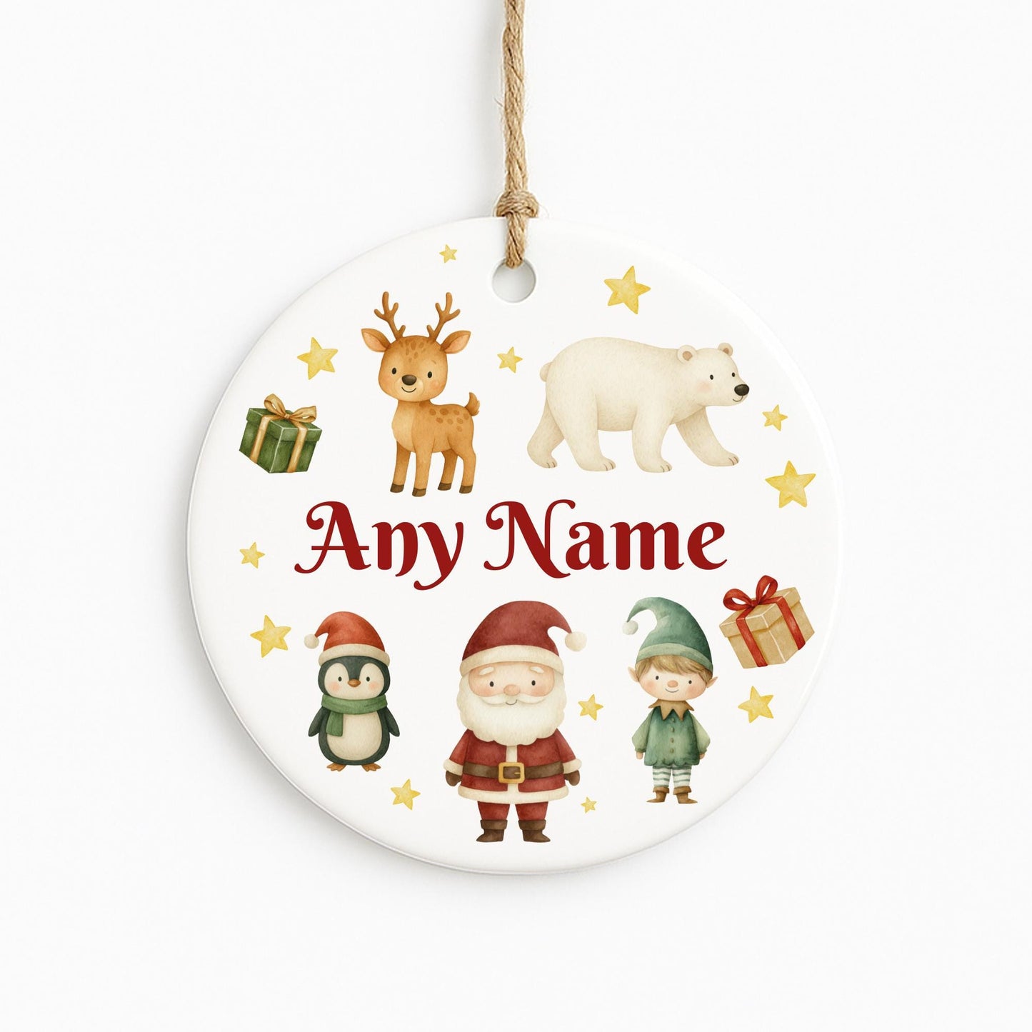 Personalised Christmas Bauble  Custom Ceramic Ornament  Festive Friends Kids Name Decoration