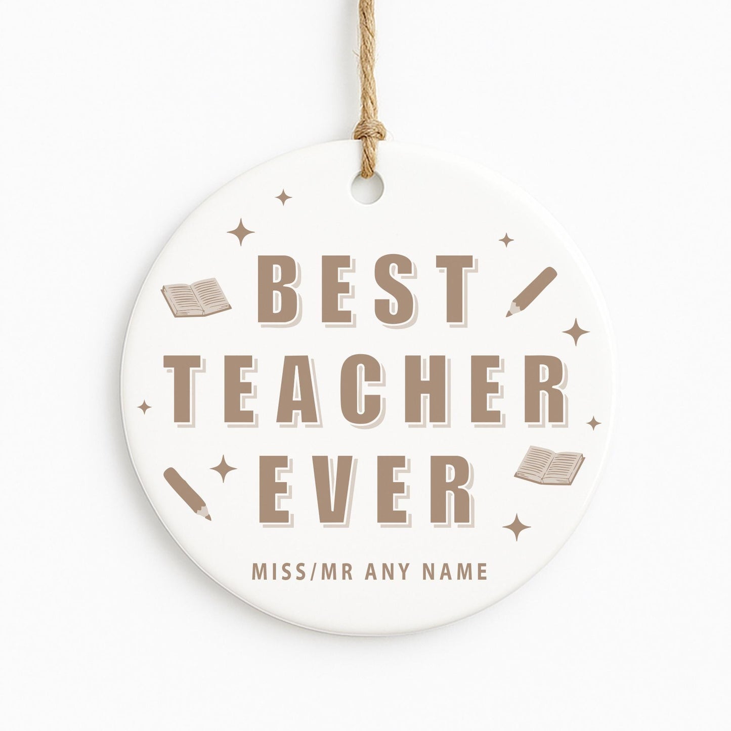 Thank You Teacher Gift  Personalised Modern Best Teacher Appreciation Present  Ornament with Custom Name