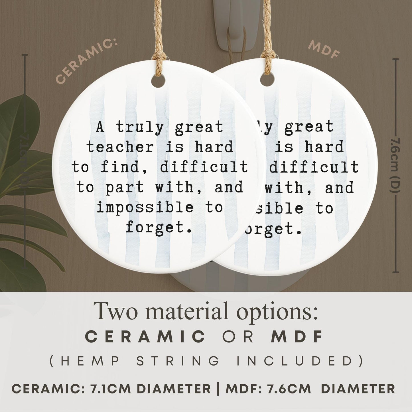 Thank You Gift  Great Teacher Quote  Hanging Ornament for Teacher Appreciation