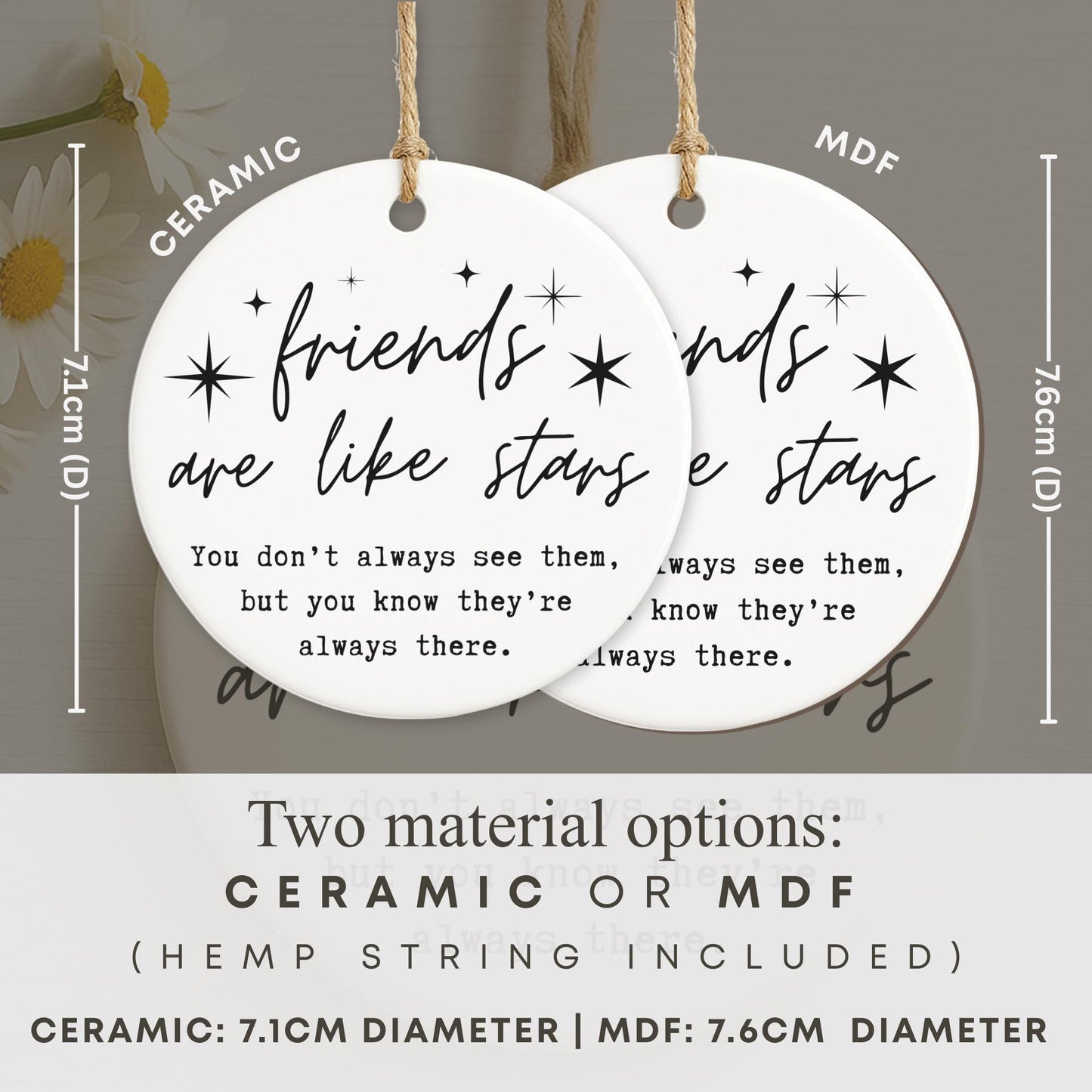 Friends Are Like Stars Hanging Ornament  Friendship Quote Gift  Keepsake for Best Friend