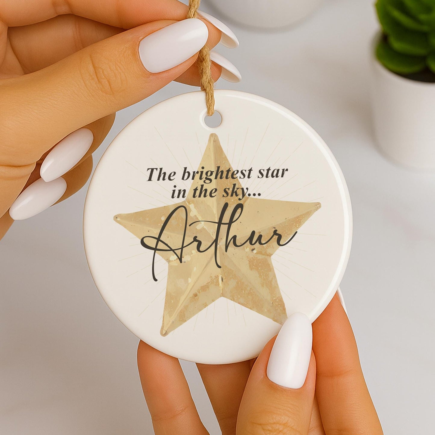 Personalised Memorial Hanging Ornament  Brightest Star Keepsake Christmas Decoration  Lost Loved One Gift