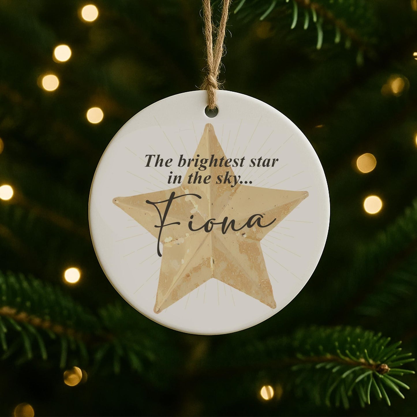 Personalised Memorial Hanging Ornament  Brightest Star Keepsake Christmas Decoration  Lost Loved One Gift