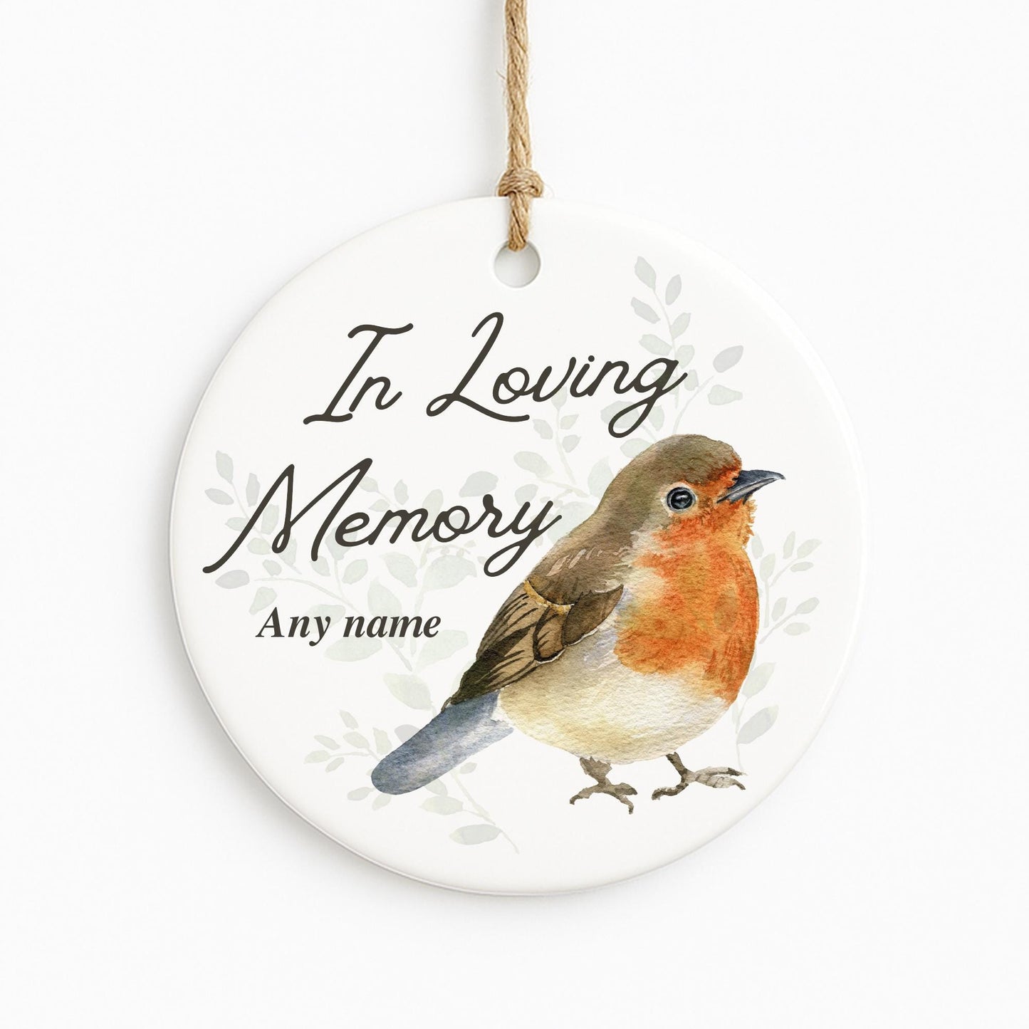 Personalised In Loving Memory Robin Ornament  Memorial Hanging Keepsake Gift  Lost Loved One Sympathy Gift