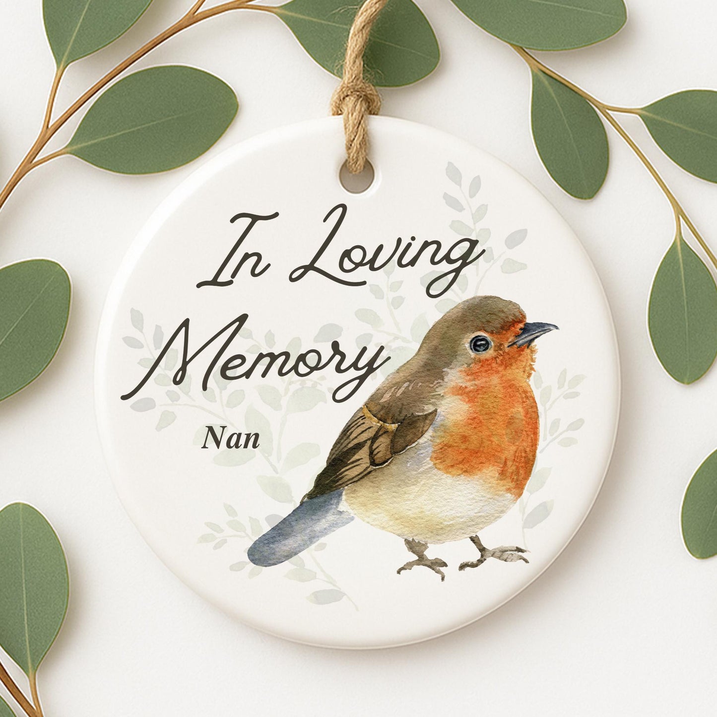 Personalised In Loving Memory Robin Ornament  Memorial Hanging Keepsake Gift  Lost Loved One Sympathy Gift