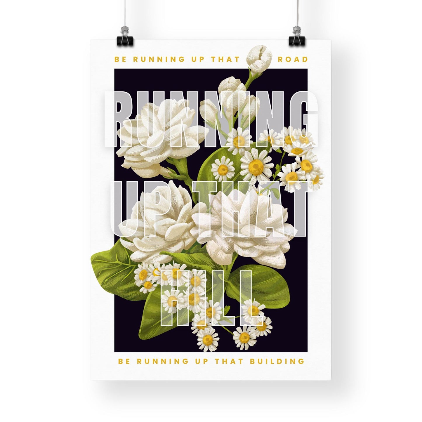 Running Up That Hill Floral Poster  Vintage Botanical Lyric-Inspired Wall Art Print