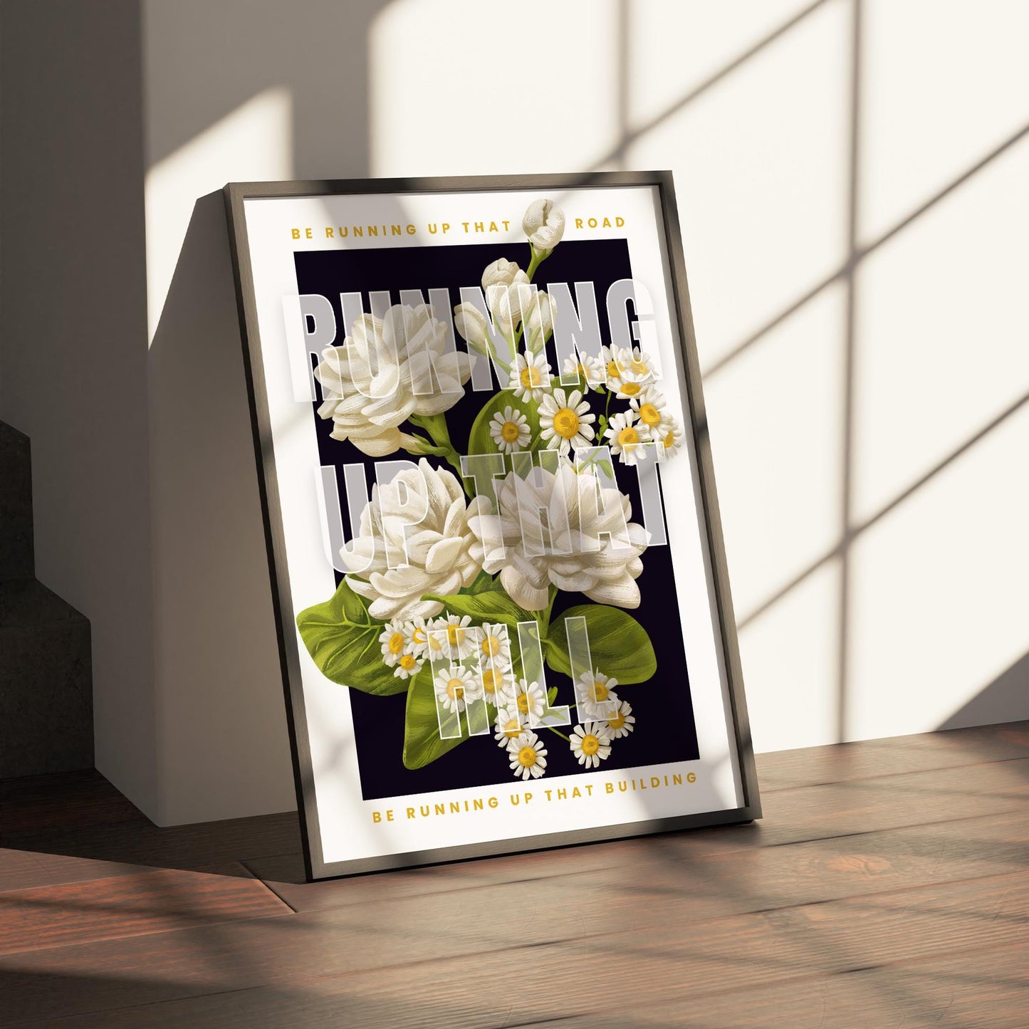 Running Up That Hill Floral Poster  Vintage Botanical Lyric-Inspired Wall Art Print