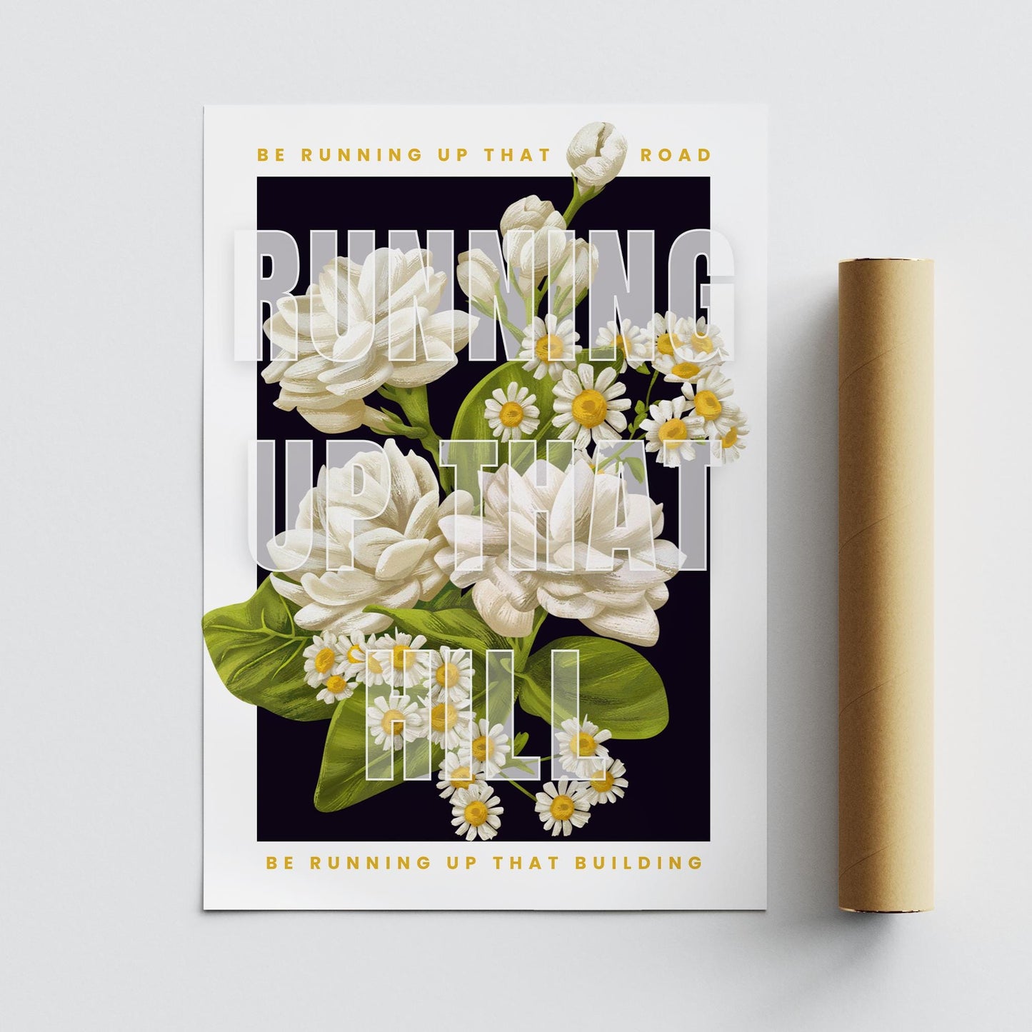 Running Up That Hill Floral Poster  Vintage Botanical Lyric-Inspired Wall Art Print