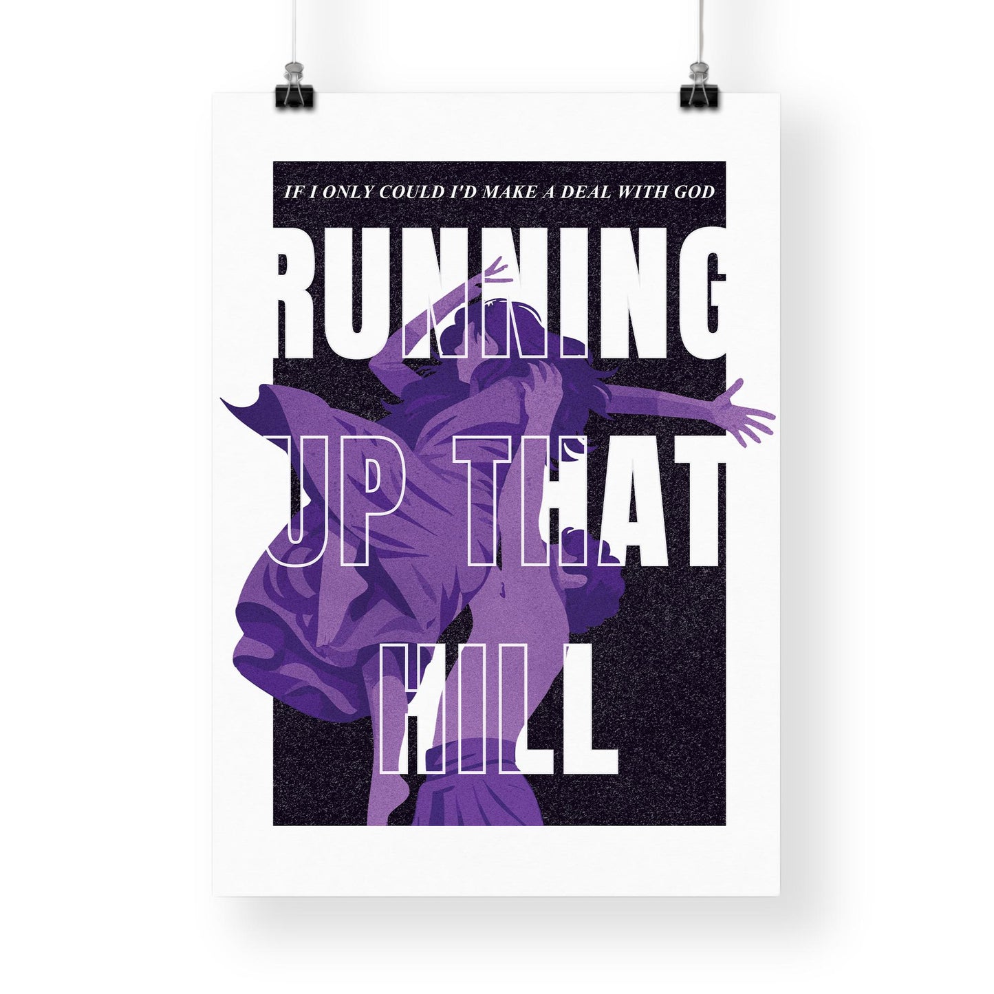 Lyric Inspired Print  Running Up That Hill Poster  Bold Purple Graphic Music Art Print