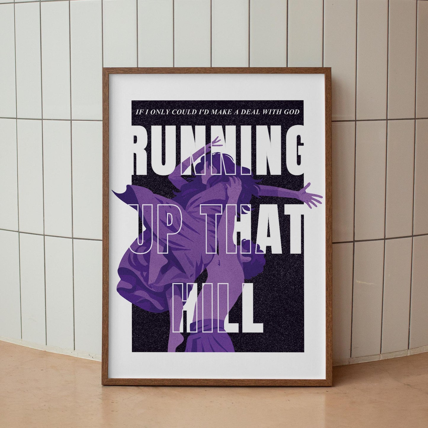 Lyric Inspired Print  Running Up That Hill Poster  Bold Purple Graphic Music Art Print