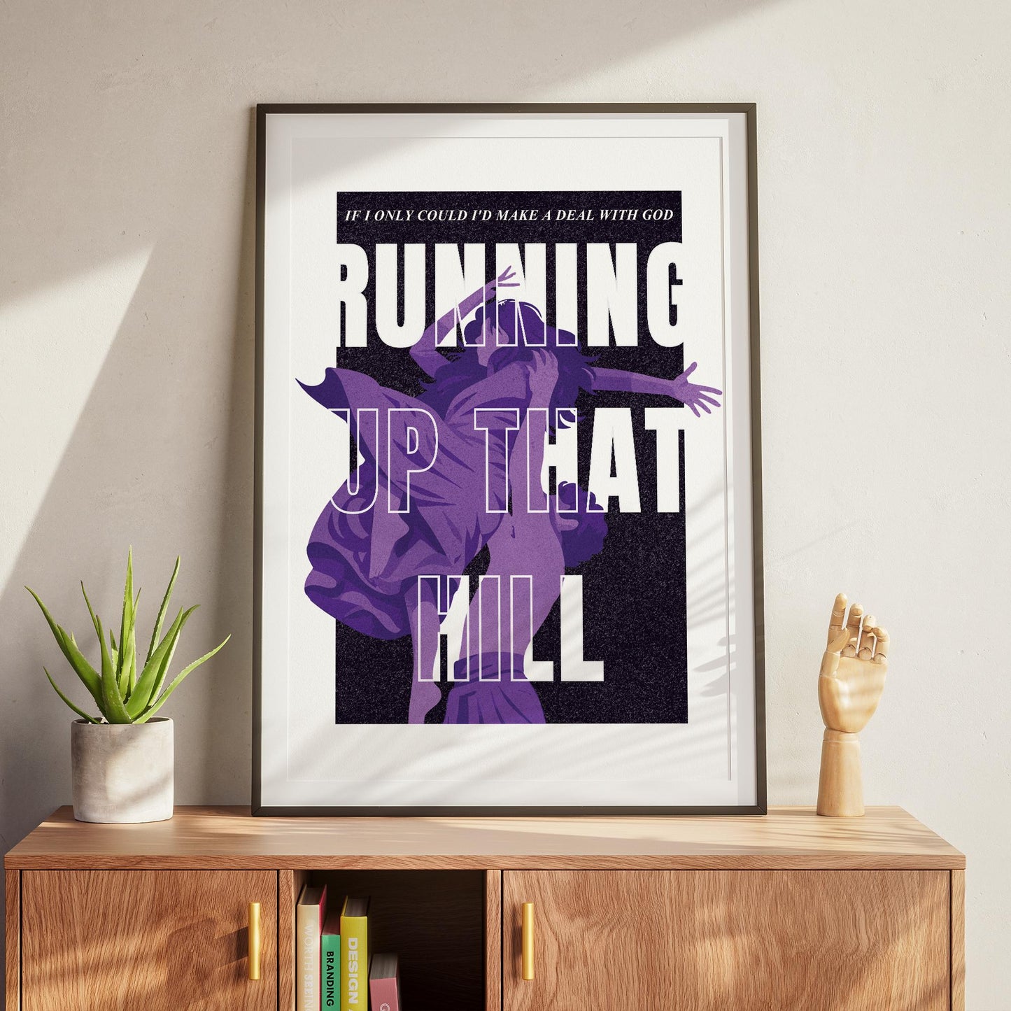 Lyric Inspired Print  Running Up That Hill Poster  Bold Purple Graphic Music Art Print