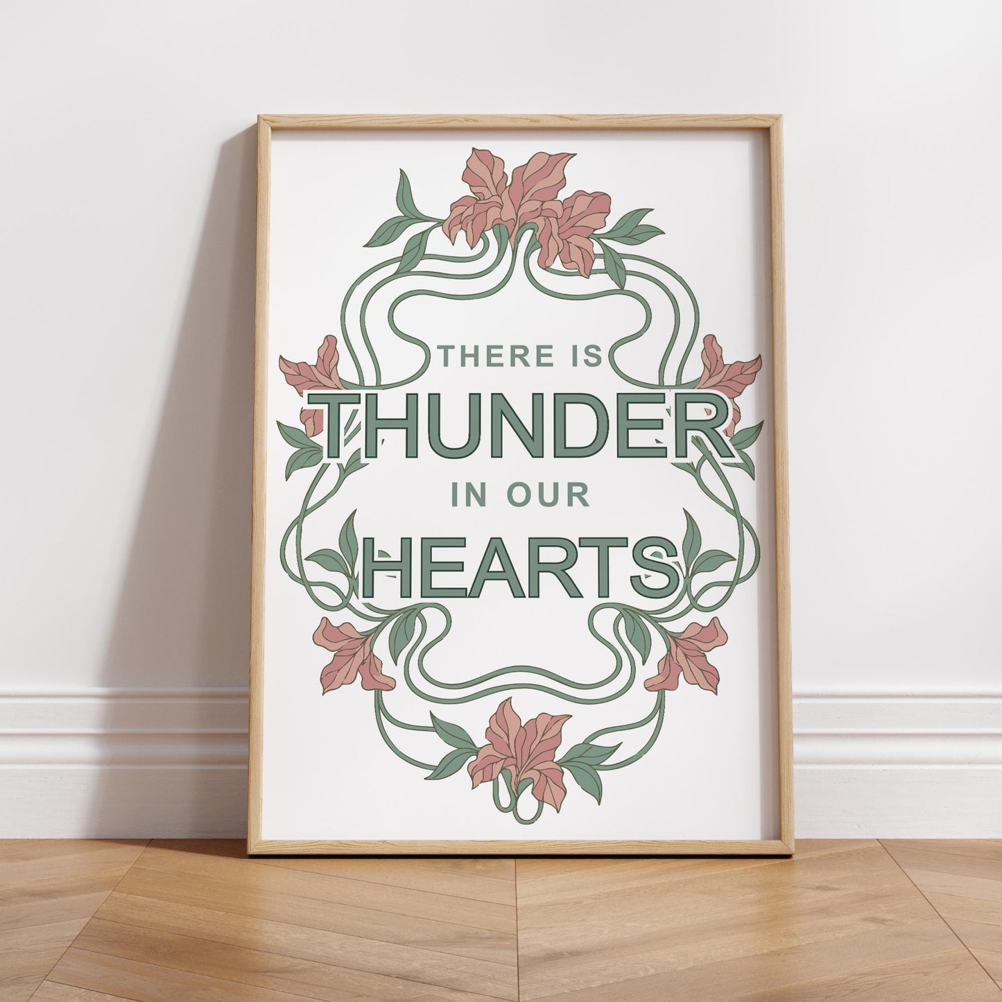 Running Up That Hill Lyric Inspired Print  Art Nouveau Floral Music Wall Print