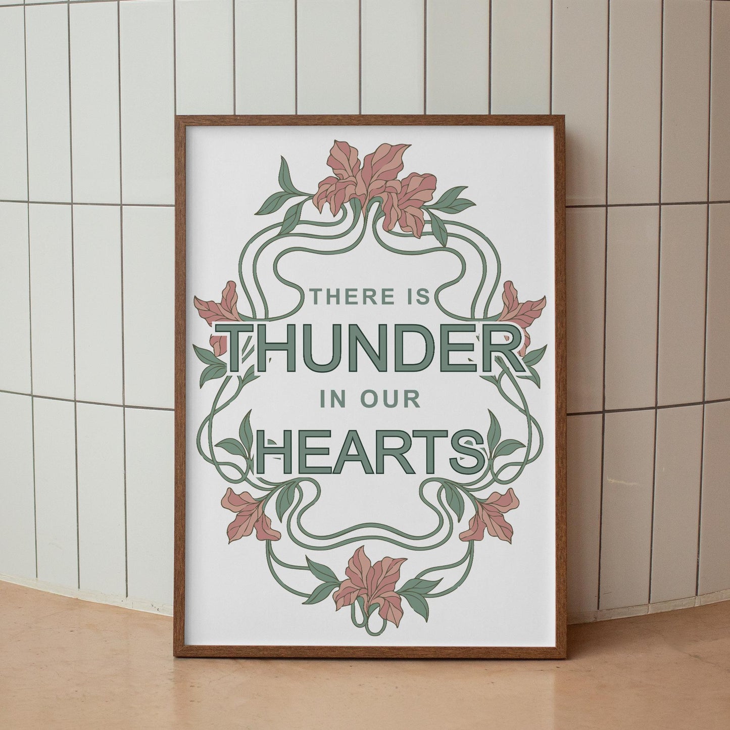 Running Up That Hill Lyric Inspired Print  Art Nouveau Floral Music Wall Print